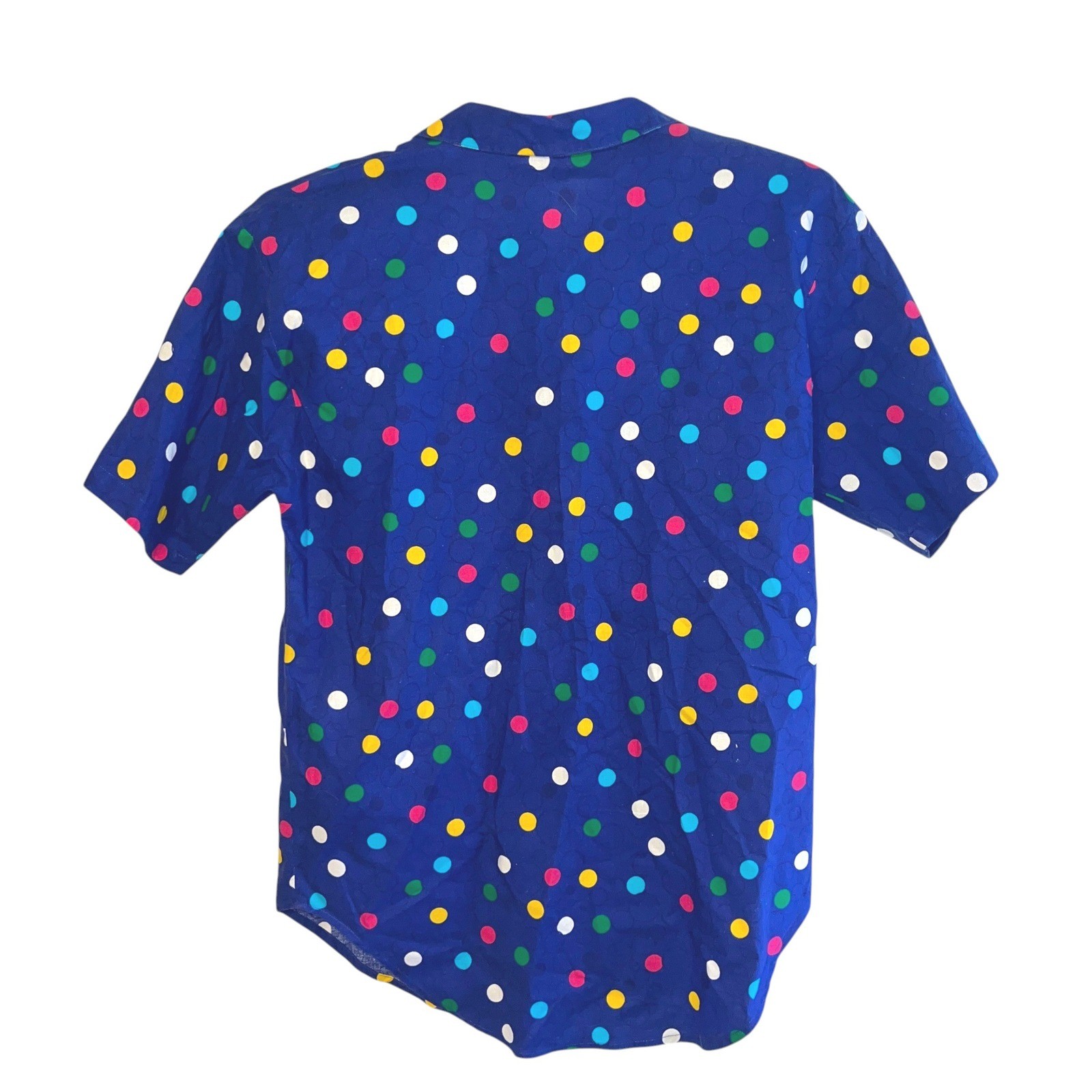 Women’s Vintage Impressions of California Blue Polka Dot Button Up Shirt Small
