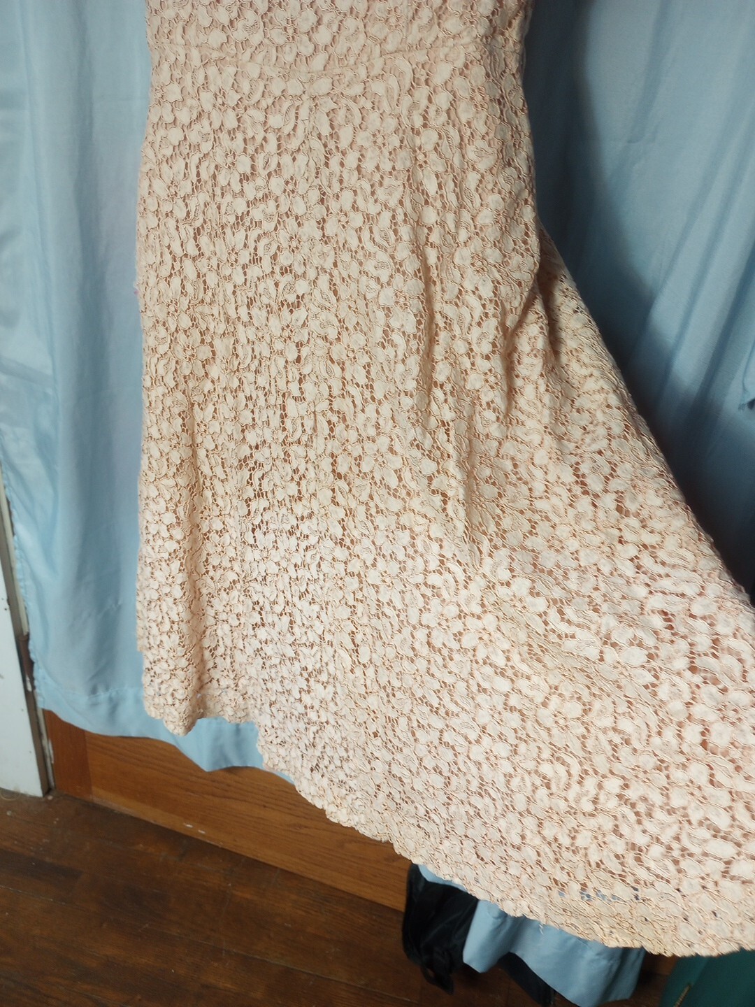 Vintage Dress Styled By Well Made Sz Medium Pale Pink Lace Overlay Sequins
