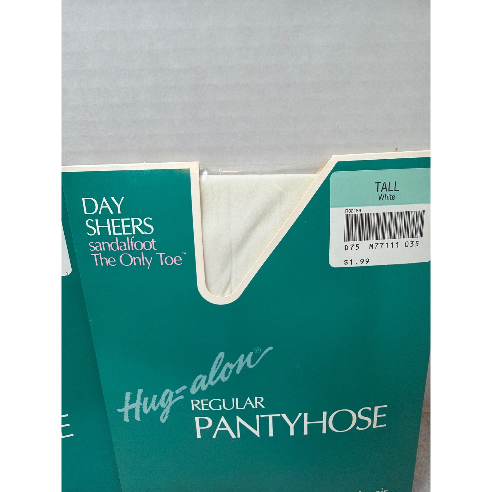 NOS VTG Sears Hug-alon Pantyhose Women Tall White Day Sheers Sandalfoot 2 Pack