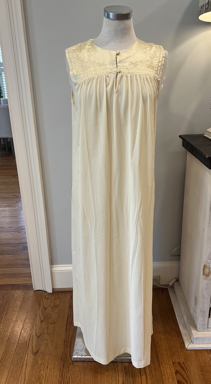 Vintage Sears Butter Yellow Peignoir Set Long Gown & Robe Lingerie Set S/M 36/38
