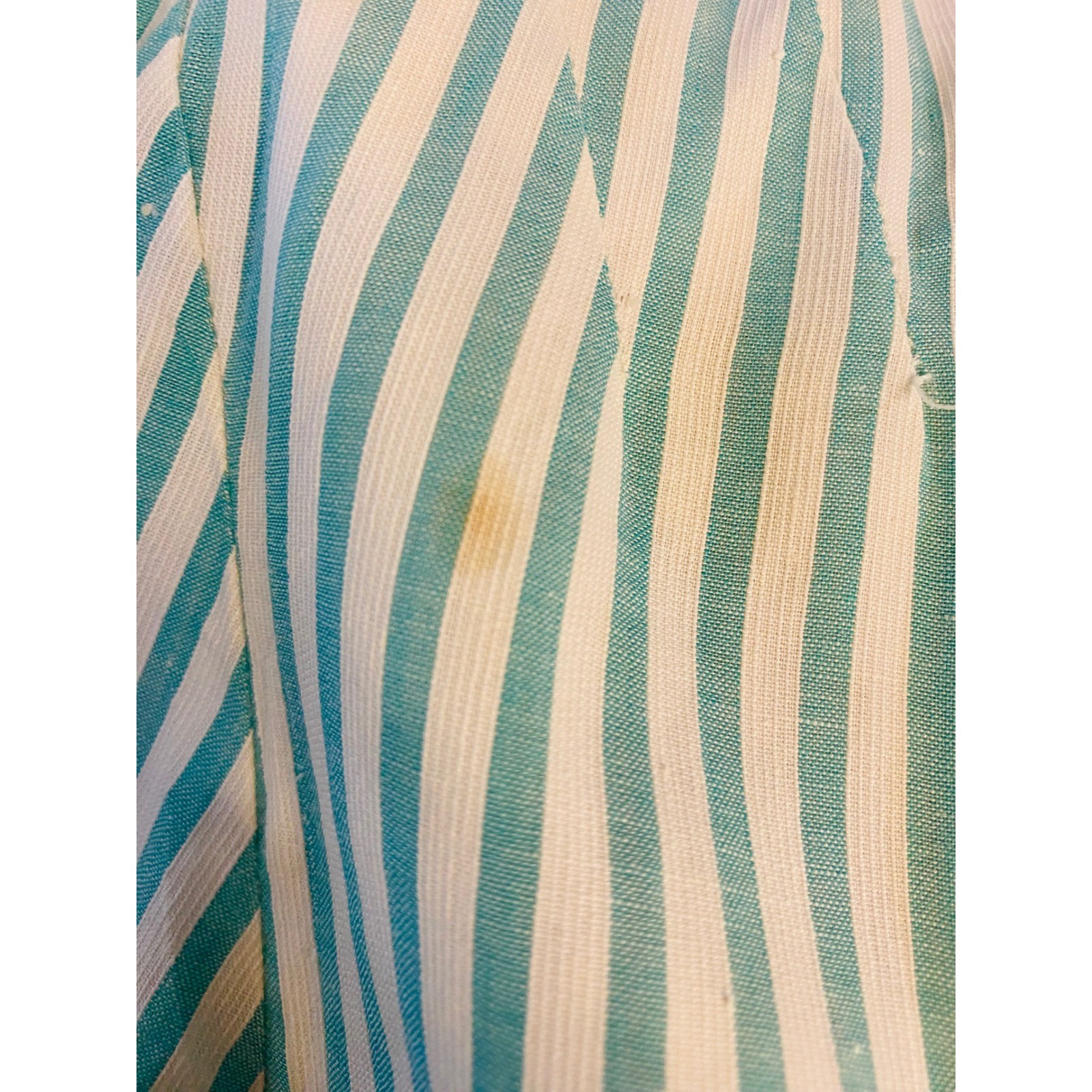 VTG 50’s Teal White Striped Short Sleeve Day Dress handmade rockabilly