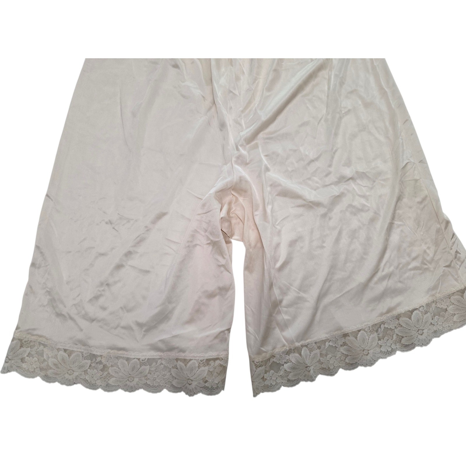 Vintage Lorraine Cream Antron III Nylon Lace Trim Culotte shorts Slip Large USA