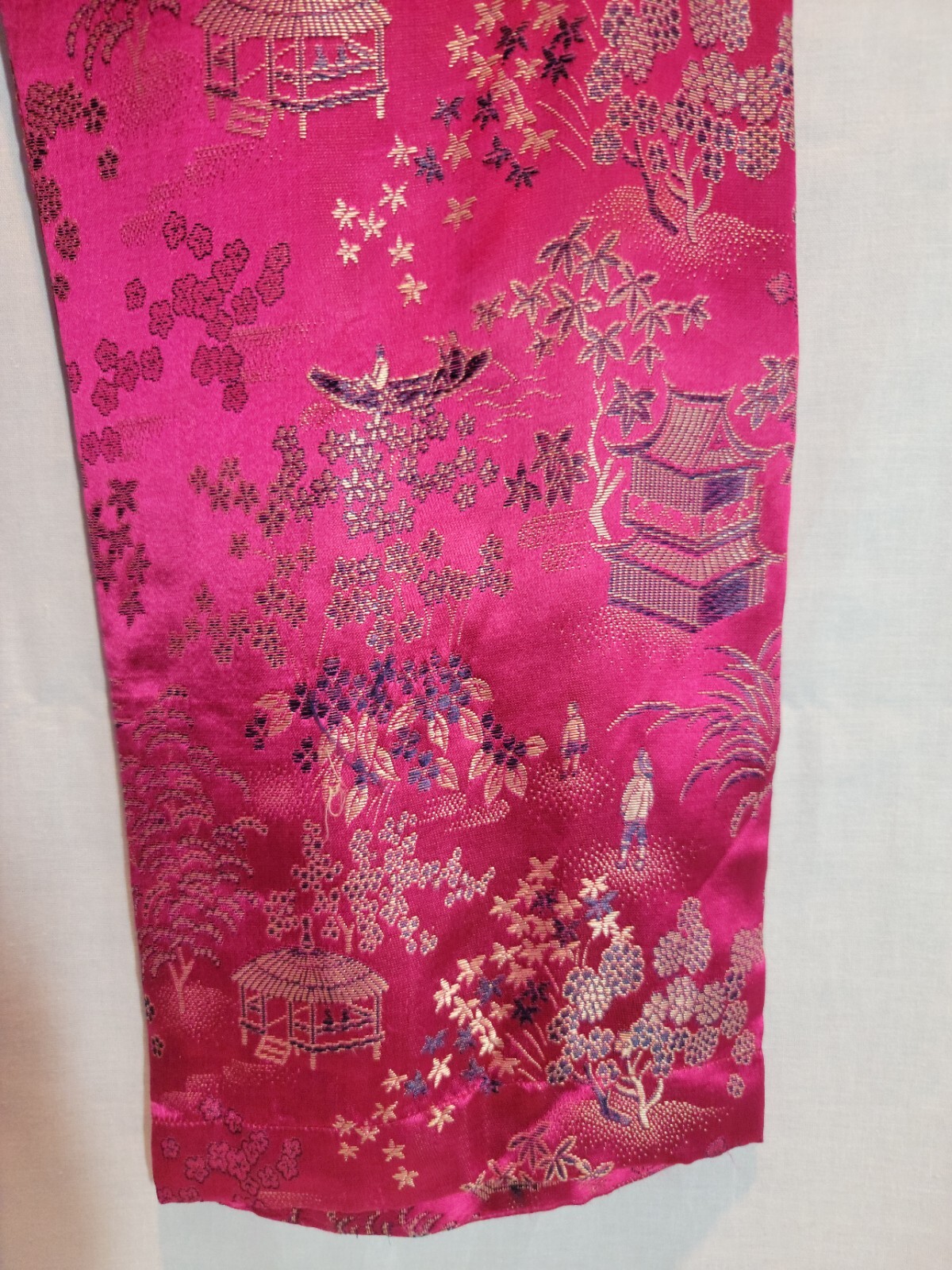 Vintage Health Chinese Robe and Pants Womens Size 10 Pink All Over Embroidery