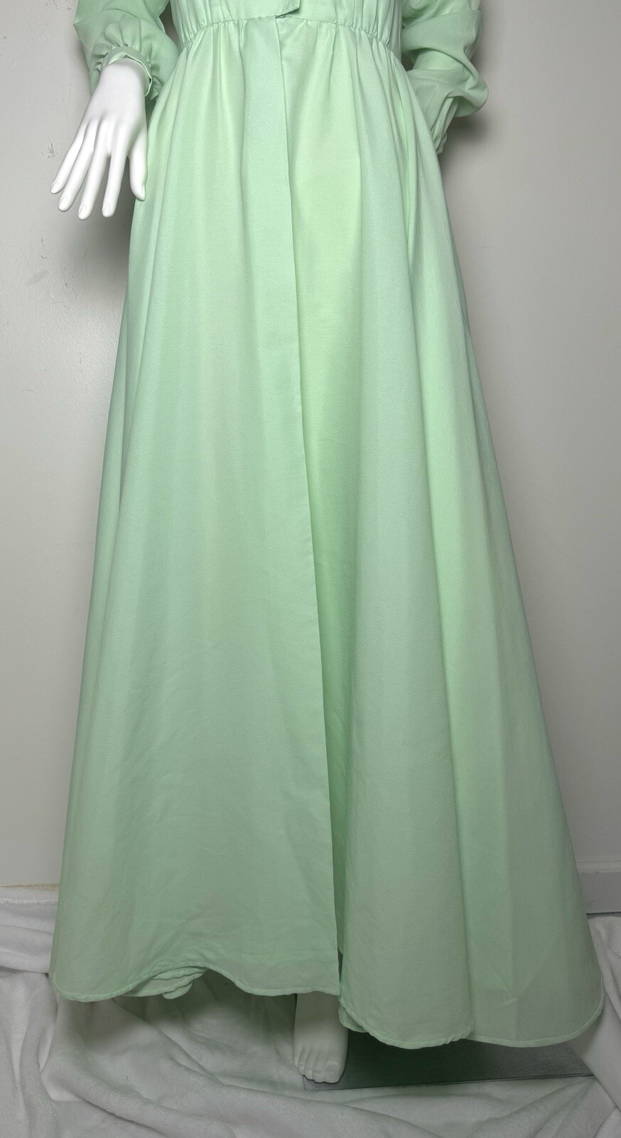 Vtg 70s Vogue Americana Prairie Maxi Dress XS Mint Green Full Skirt USA