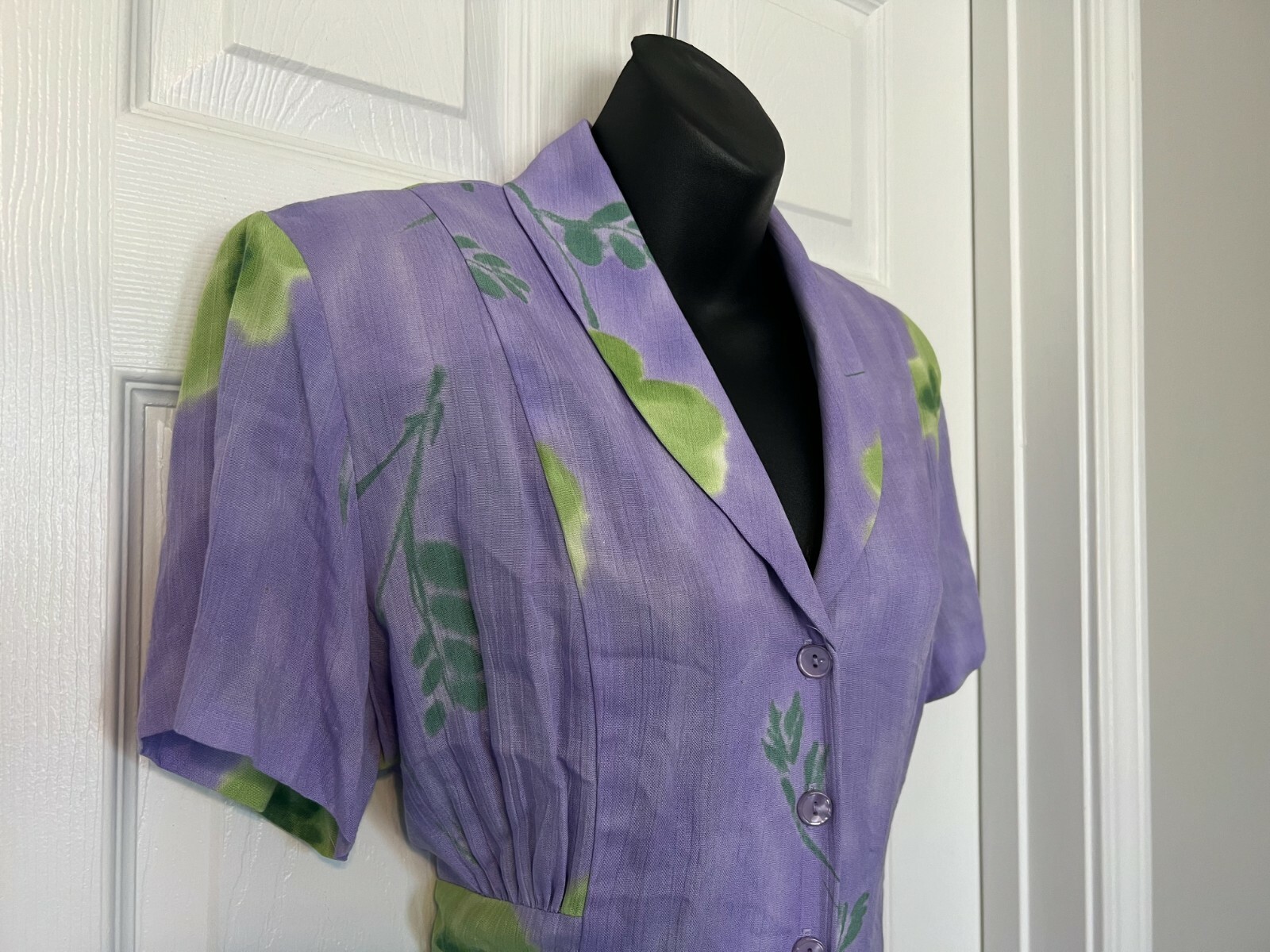 Jeffery & Dara Vintage Lavender Floral Short Sleeve Long Dress Sz 10
