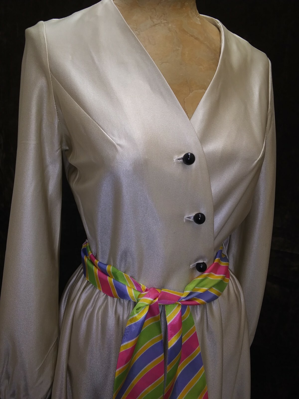 Vintage 1960’s Pale Gold Jersey Nylon Cocktail Dress by Lady McGuire Size S