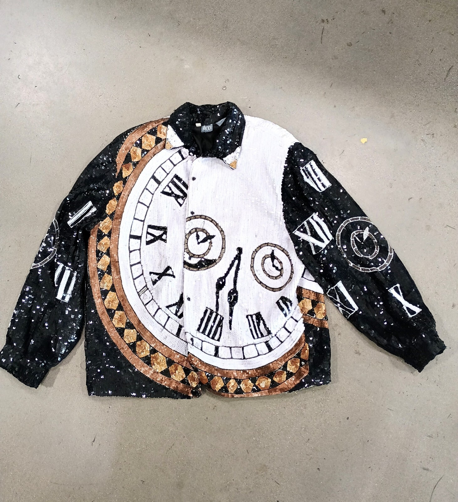 Vintage 90’s Modi Sequin Jacket Clock 100% Silk 1X