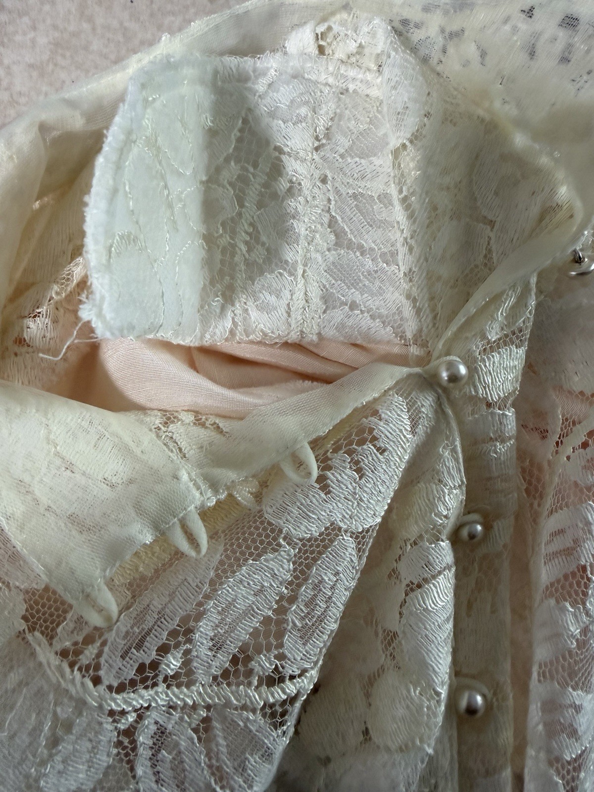 Miss Ashlee VTG Y2K Cottagecore Pink Lace Collar Tea Dress 70s Pearl Buttons