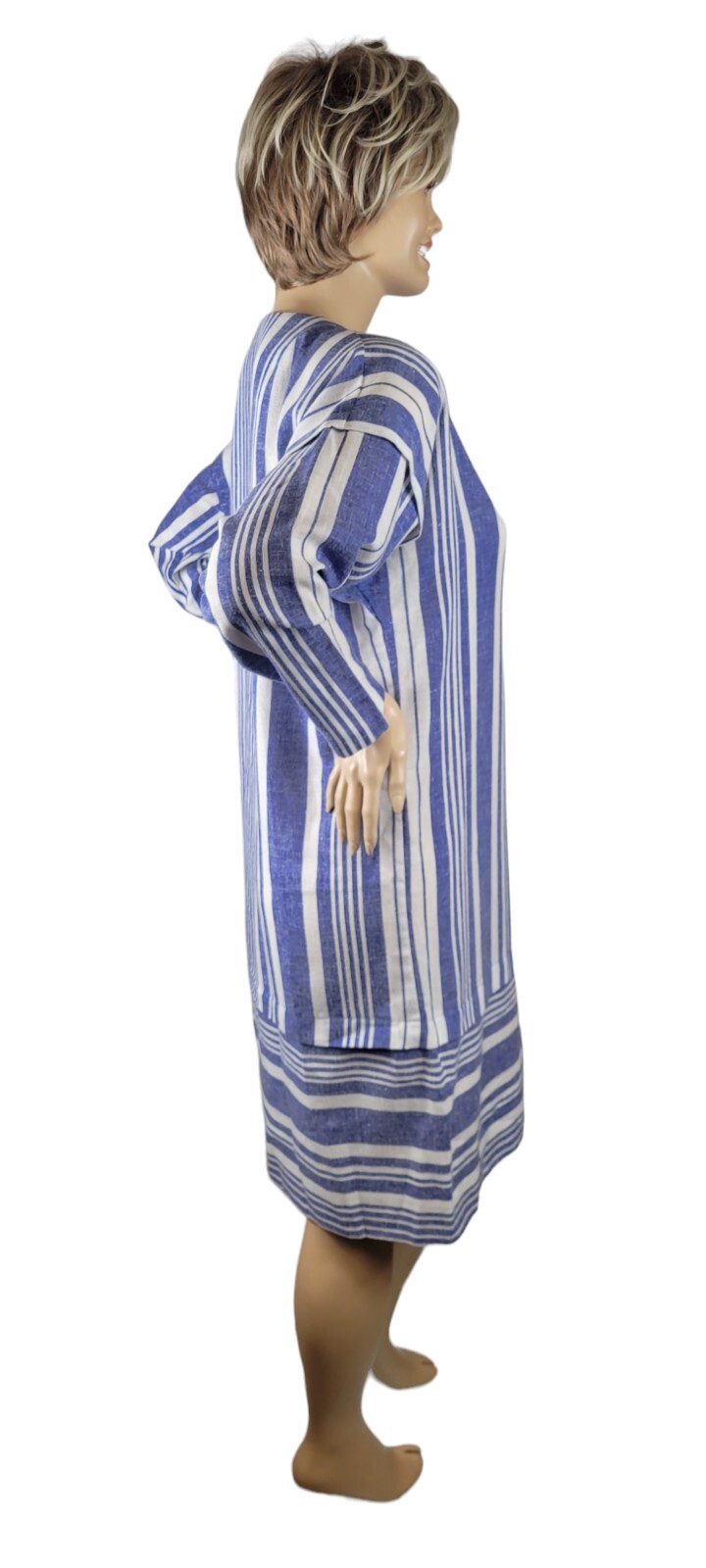 Vintage Lorac Original Div Lady Carol Linen Stripe Midi Shirt Sheath Dress Union