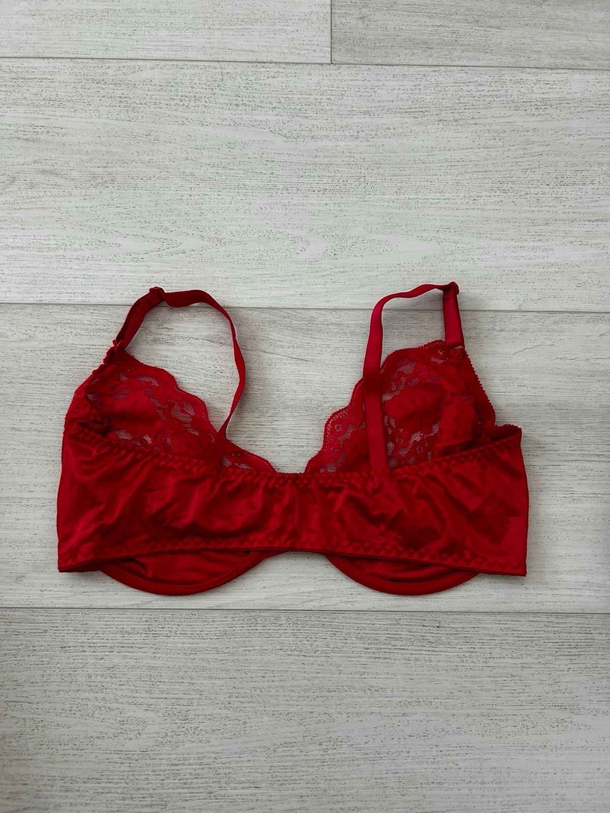 Vintage Nylon Bra Sz 36D Front Closure Red