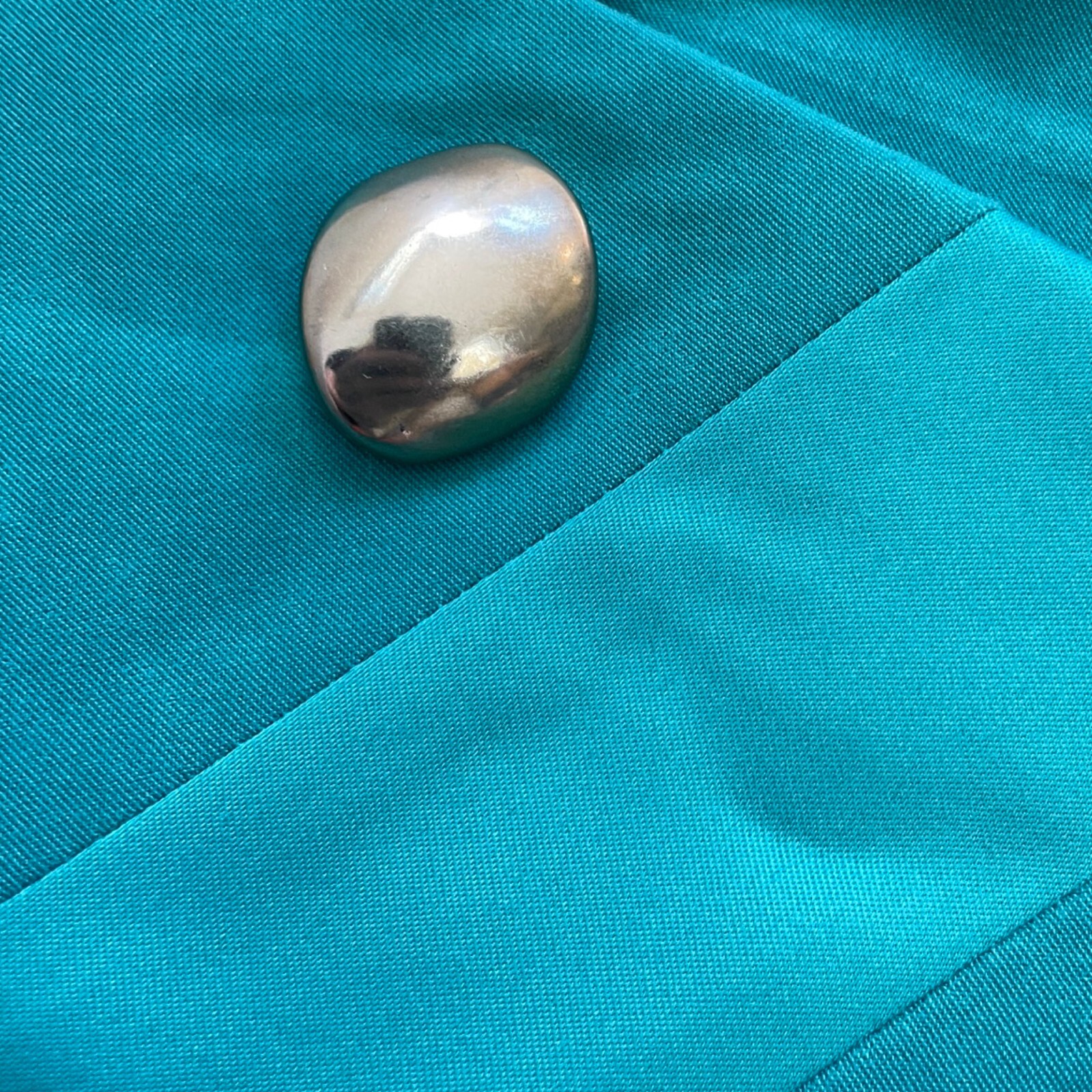 Vintage Teal Microfiber Jacket Womens Size Small 1990s Lightweight Blazer Satin