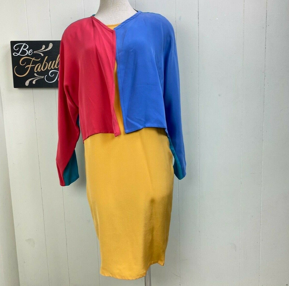 Vintage 80s Yeohlee Primary Color Block Dress Shoulder Pads