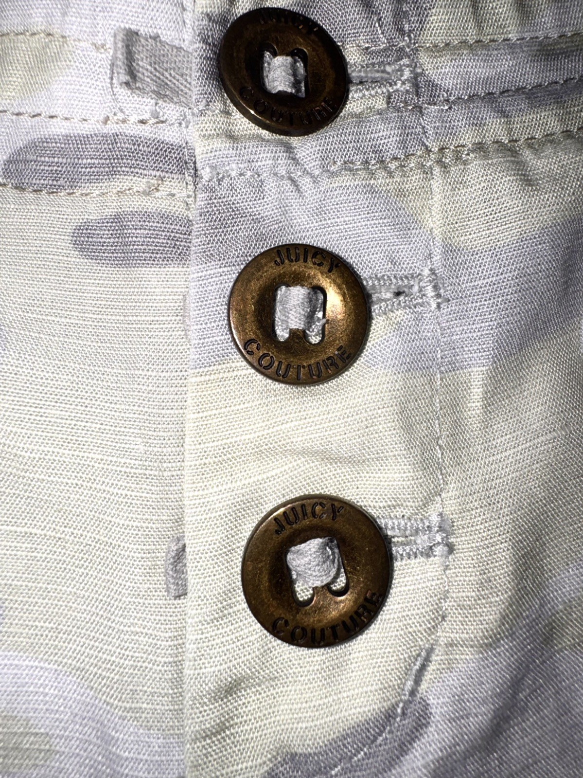 RARE Y2K Juicy Couture Low Rise Camo Cargo Chino Shorts Size 2 EUC Linen Blend