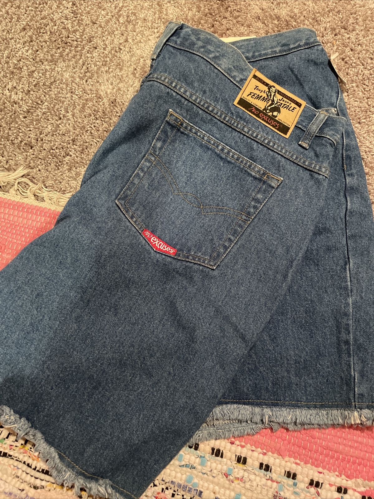 VTG 80s 90s No Excuses Femme Fatale Womens 38/24 Denim Jean Shorts NWT DEADSTOCK