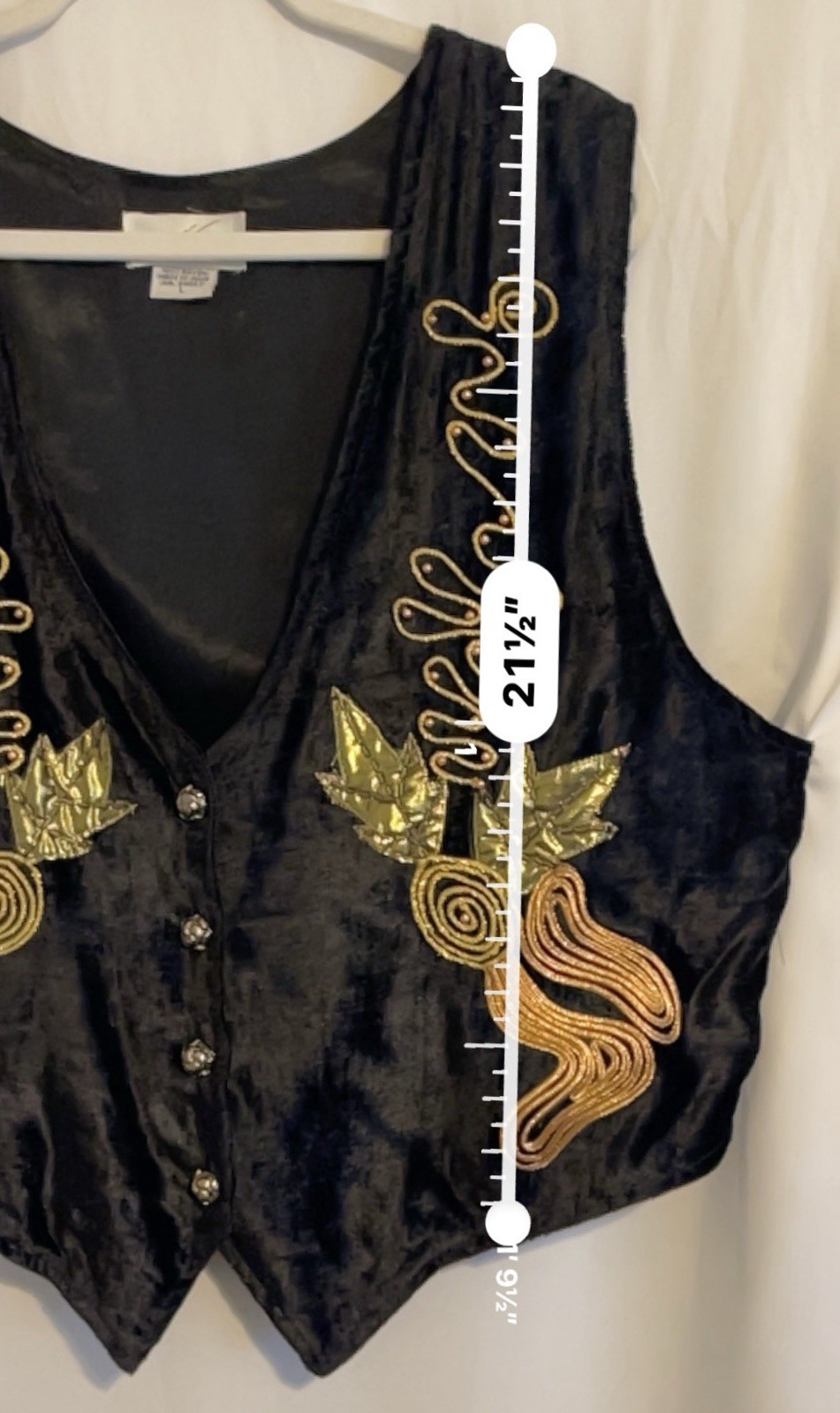The Icing Vintage Vest Rayon Velvet Look Embroidered Black Copper Gold Women’s L
