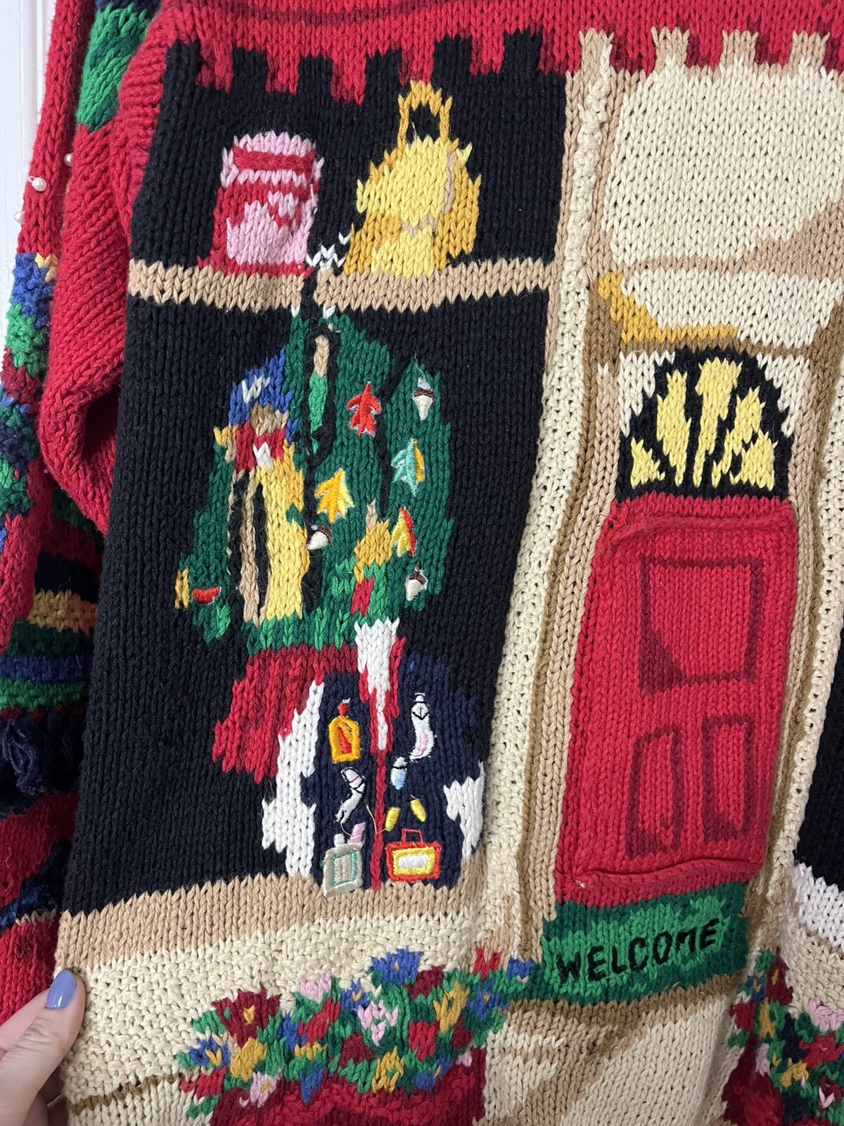 The Eagle’s Eye Specialty Shopping Novelty Sweater Hand Knit 1994 Size M