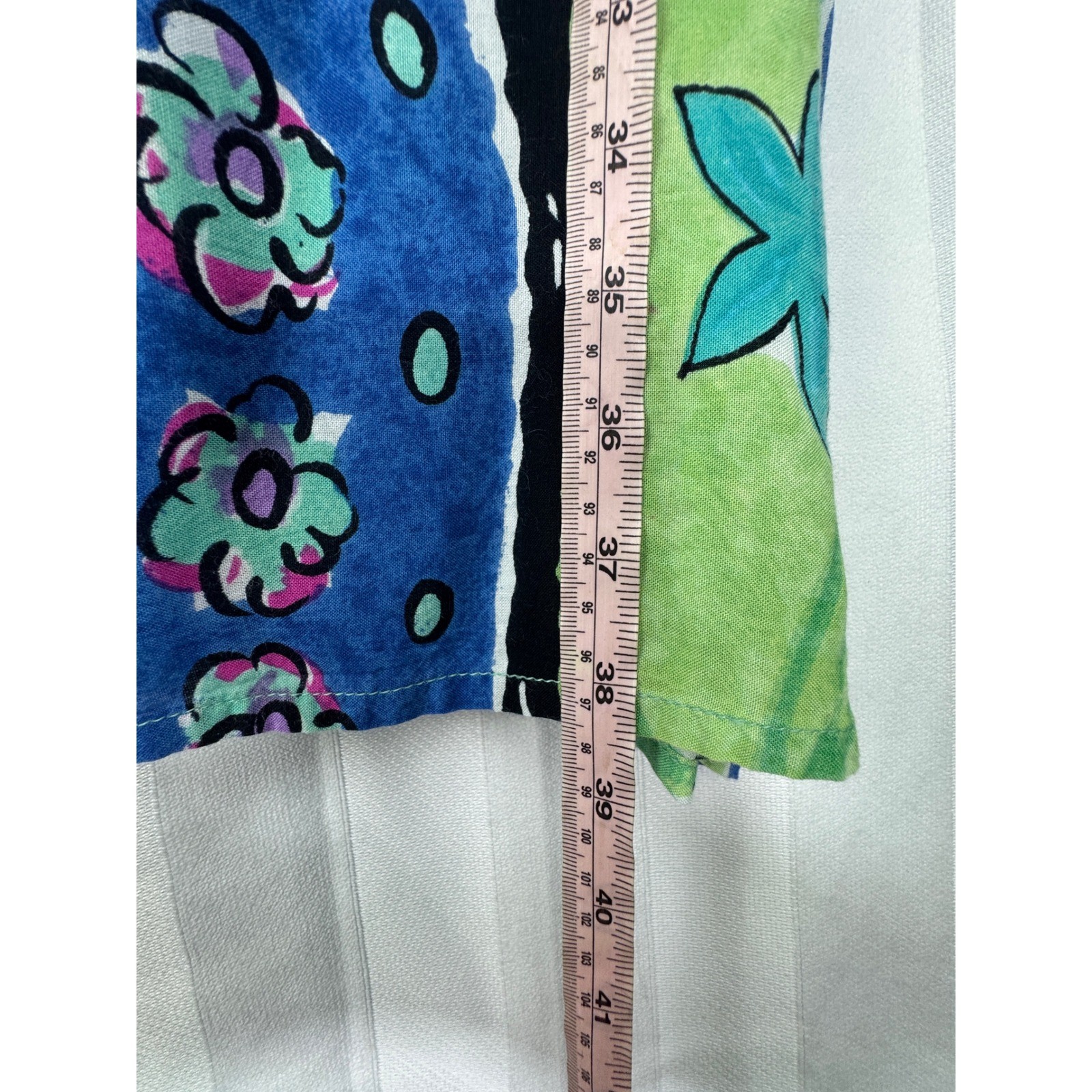 Peppermint Bay Shift Dress Womens Large Multi-Color Vintage Floral Rayon Scoop