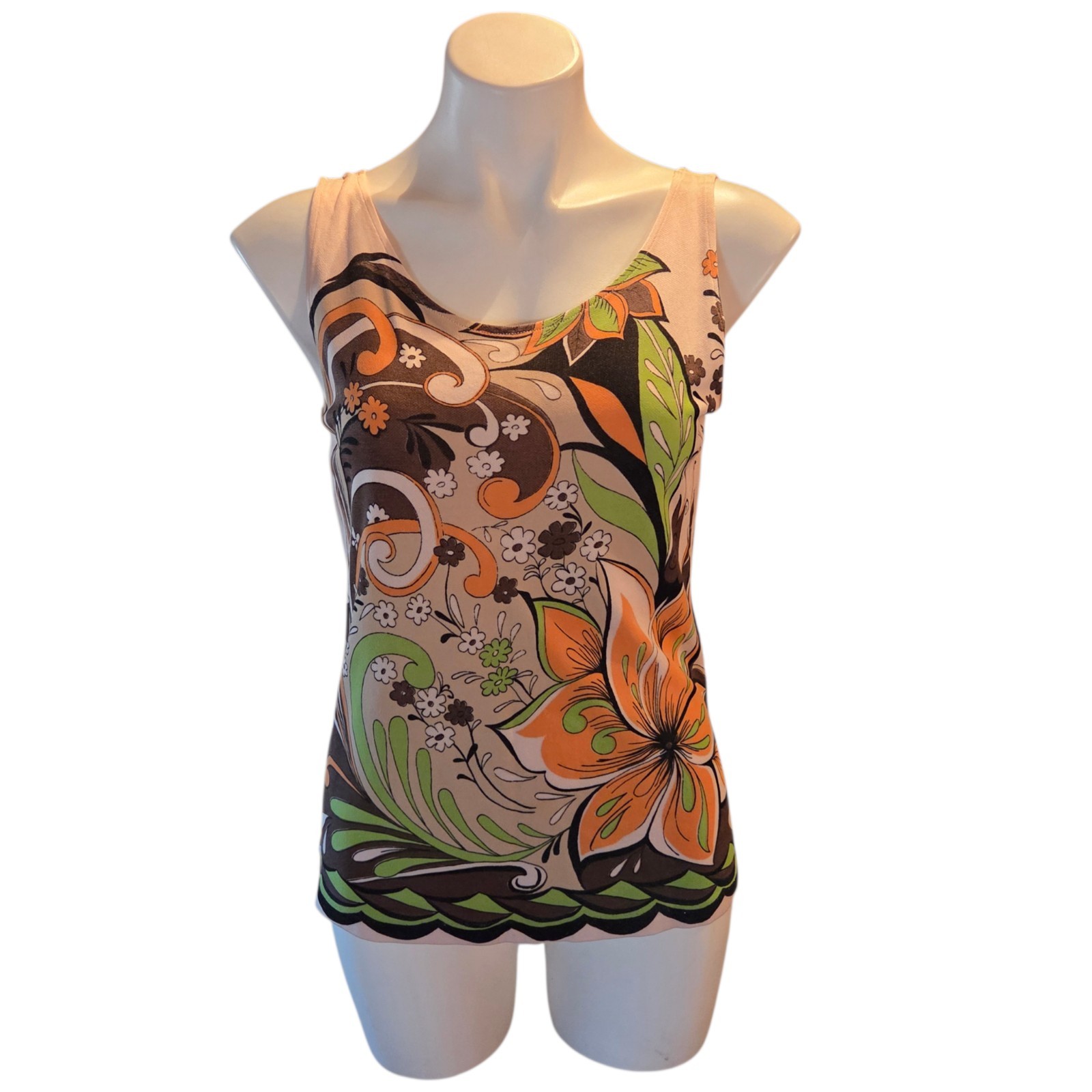 70s Vintage Tank Top Shirt Sz Small / Medium Groovy Funky Psychedelic Mod Go-Go