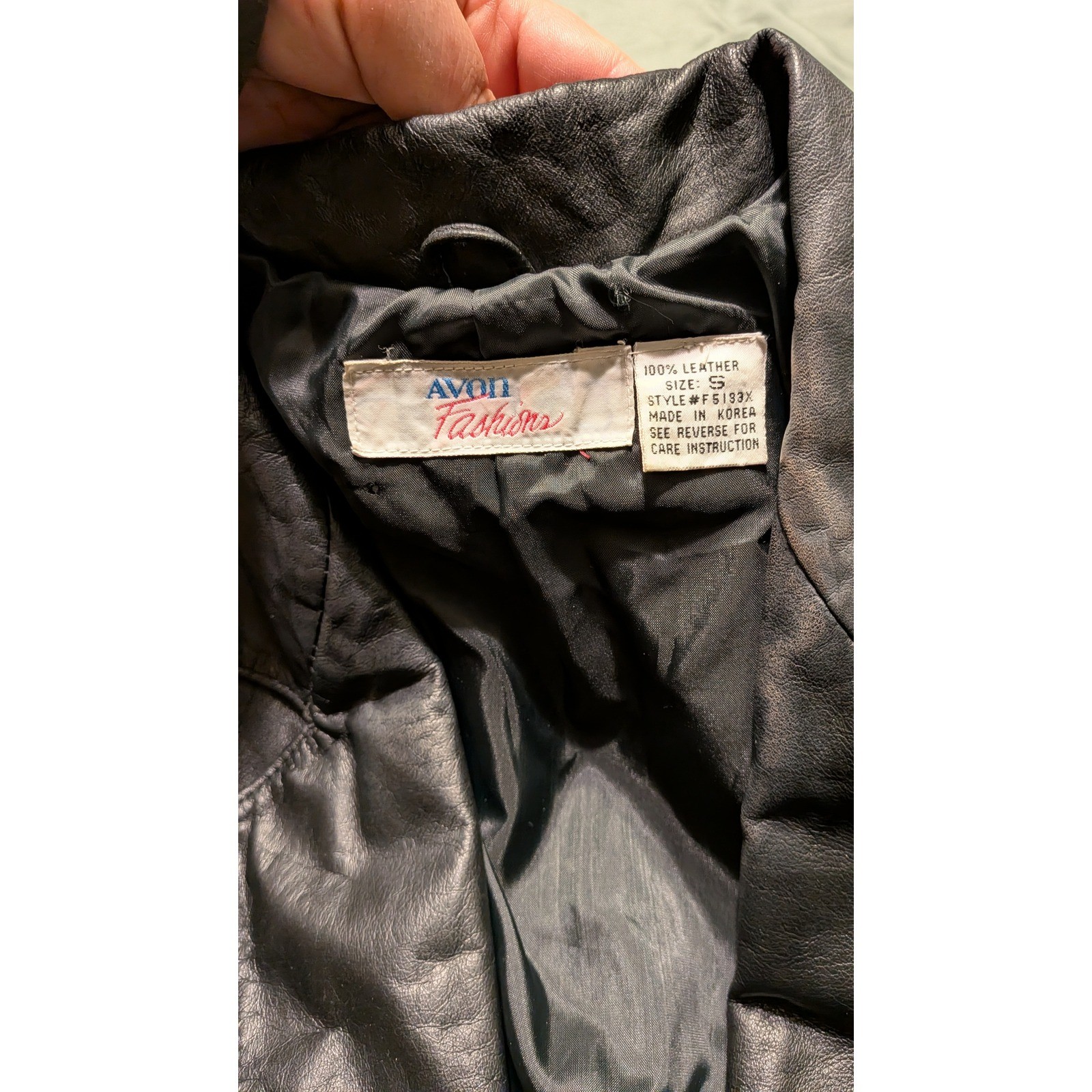 Avon Fashions Black Leather Trench Coat Vintage Belted Jacket F5133X Womens SM