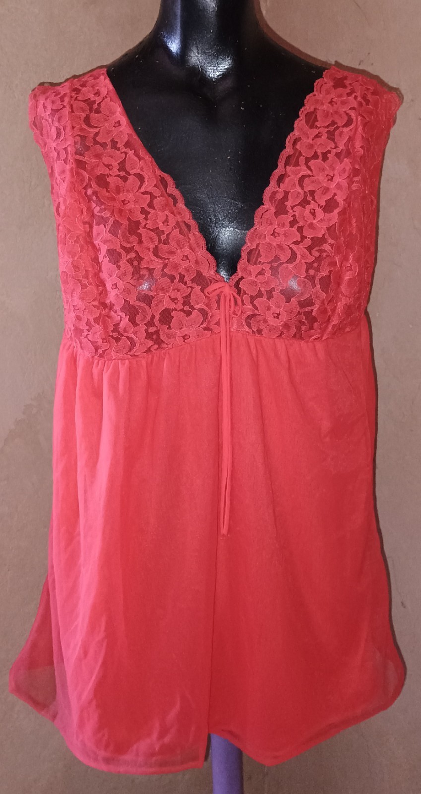 Vintage 60s Gaymode JC Penney Red Babydoll Sheer DBL Layer Nylon Chiffon Sz M