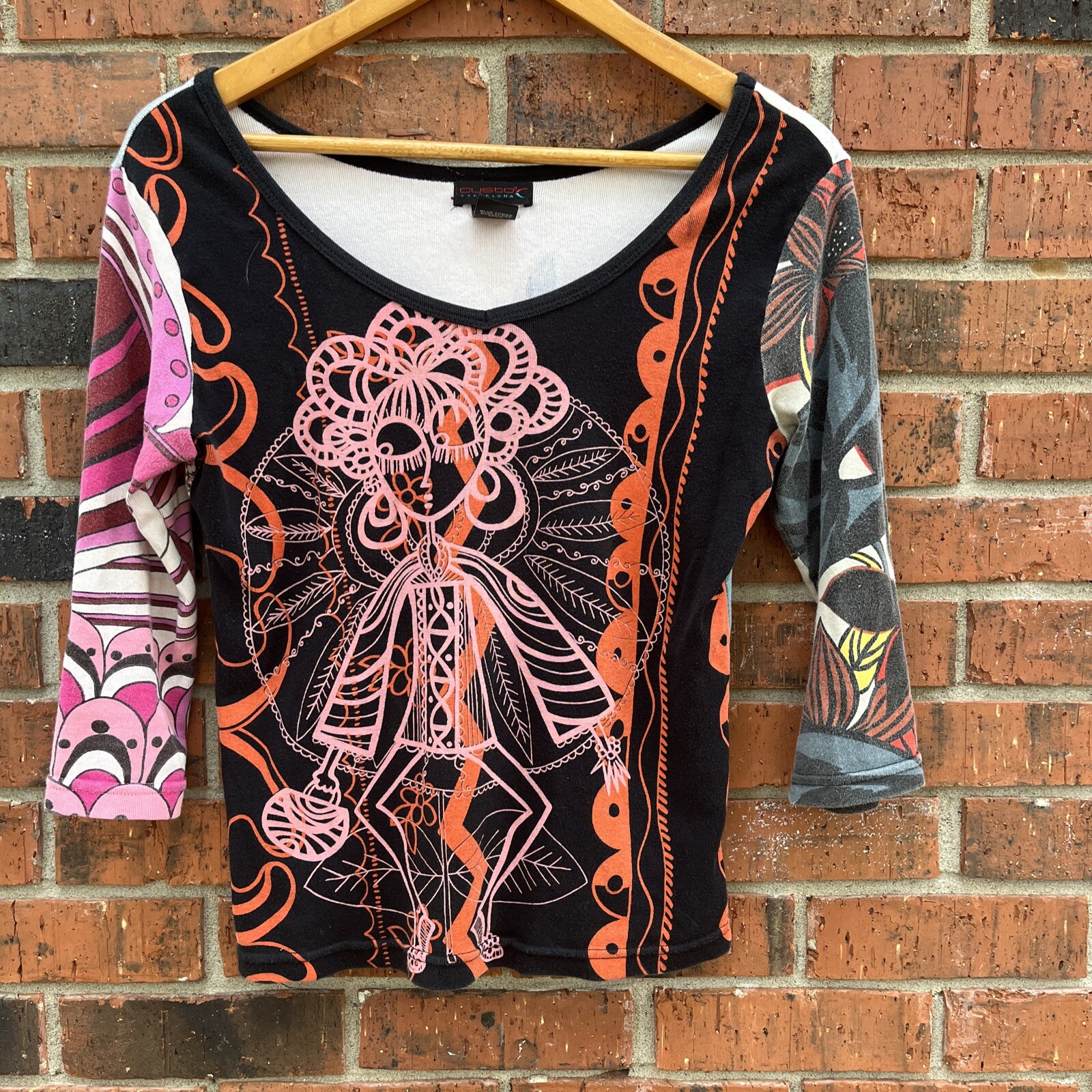 Vintage 90s Custo Barcelona Top Stick Figure Girl Top Size L