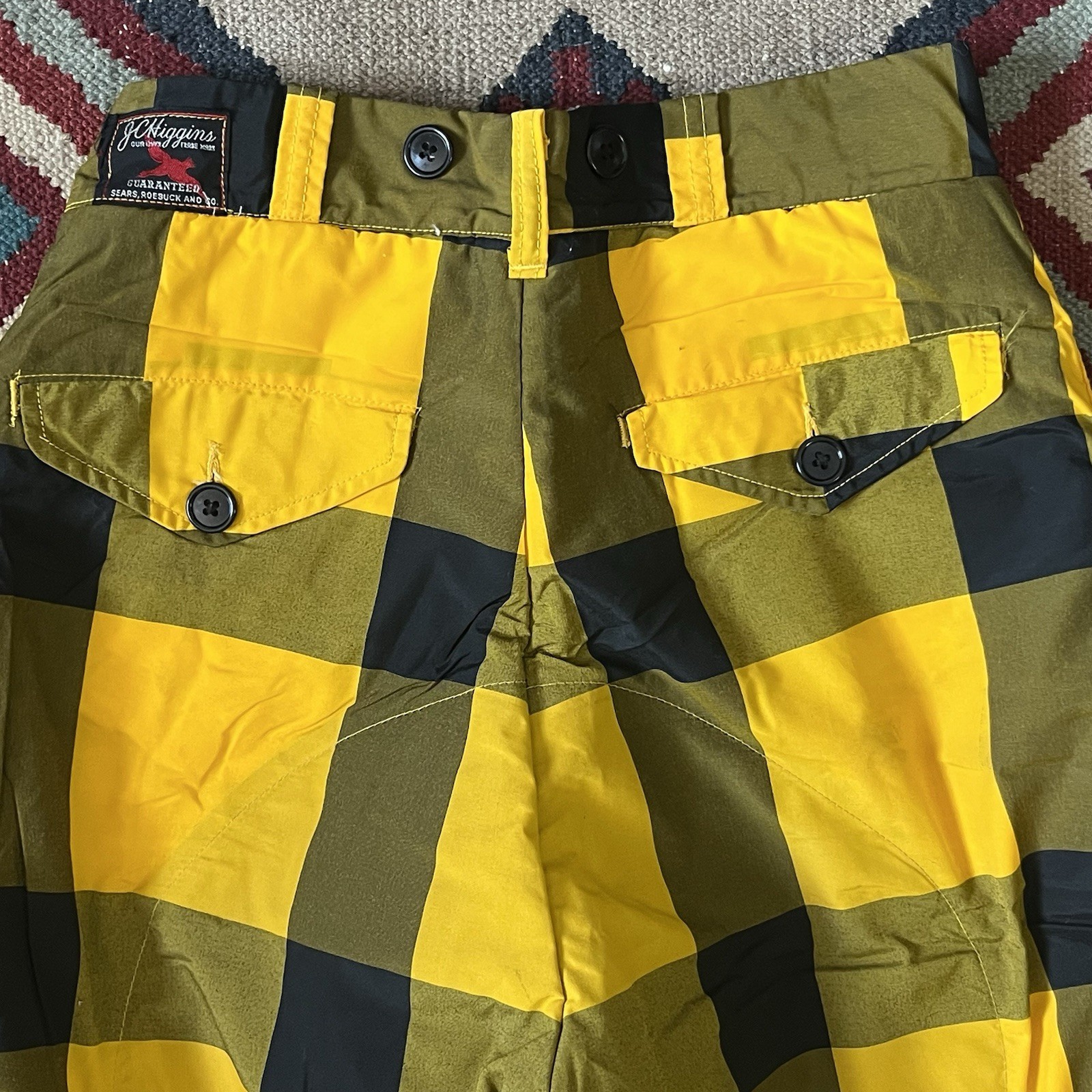 Vintage 50s JC Higgins Snow Winter Ski Pants Women’s 27×32 Yellow/Black Plaid