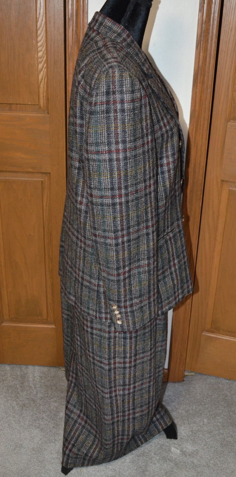 VTG Women’s 100% Wool Plaid Maxi Skirt Suit Set 14 COUNTY SHOP by MARSHALL FIELD