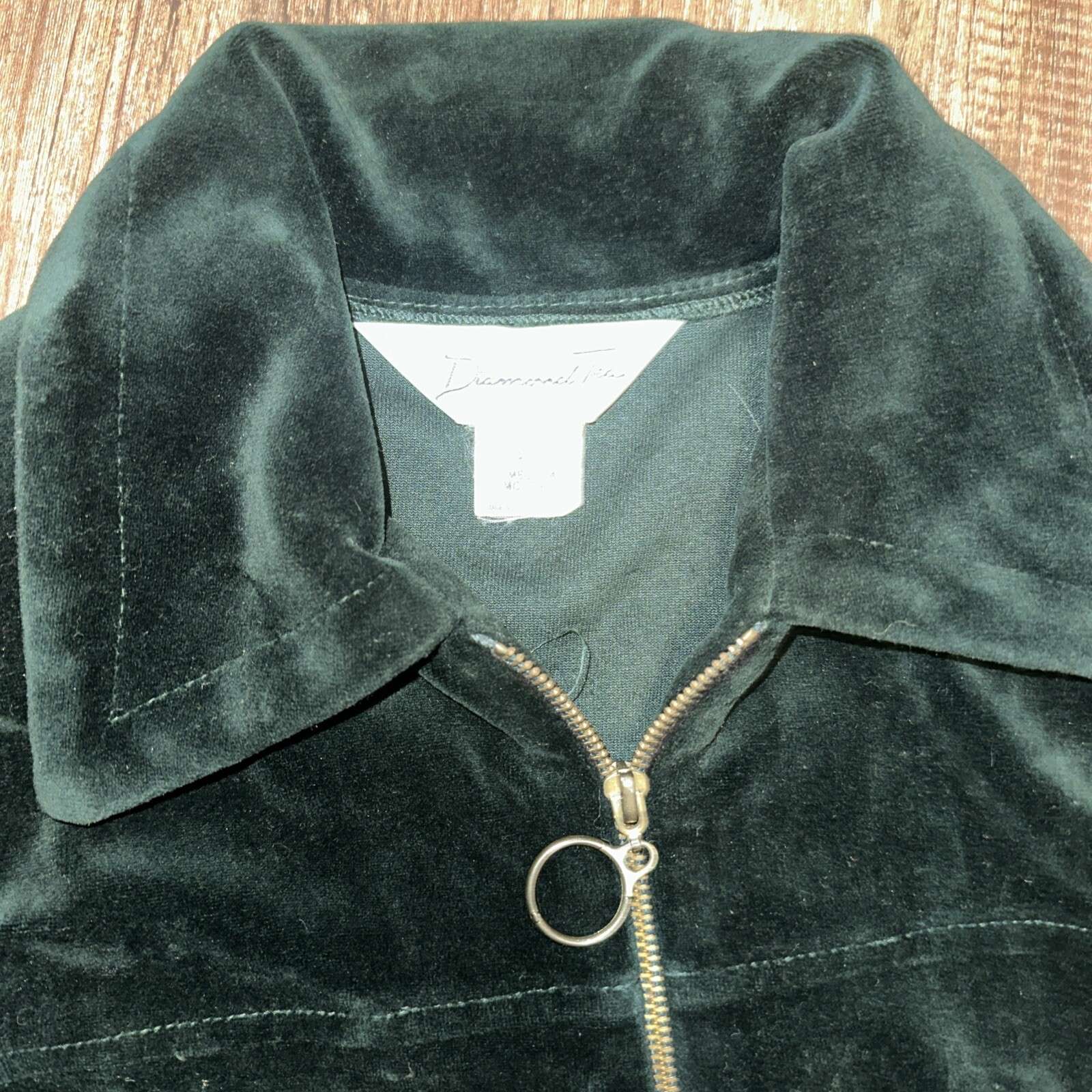 Vintage Diamond Tea Green Velvet Tapestry Duster Robe Long Zippered Size M