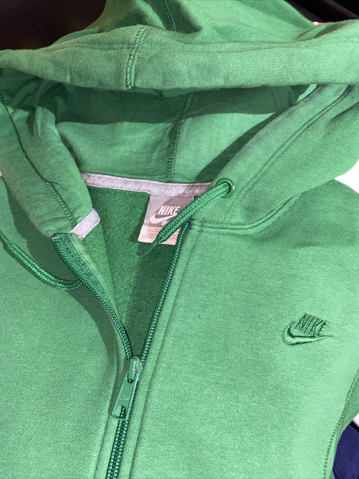 Nike 2000s Kelly Green Zip Up Hoodie Jacket Med