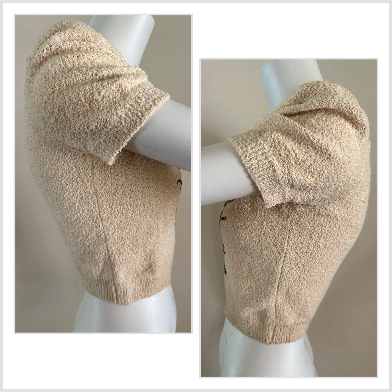 1930s Boucle Sequin Cardigan Sweater Talon Bell Zip Puff Sleeve Art Deco