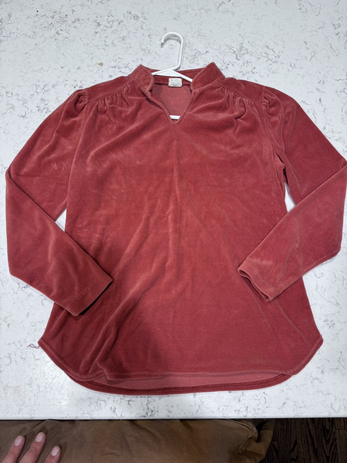 VTG Sears The Fashion Place Red Velour Granny Core Blouse Size 14 Women BL
