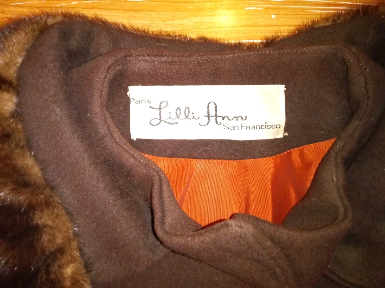 Lilli Ann Paris San Francisco Coat faux Fur Collar 1950s 60s