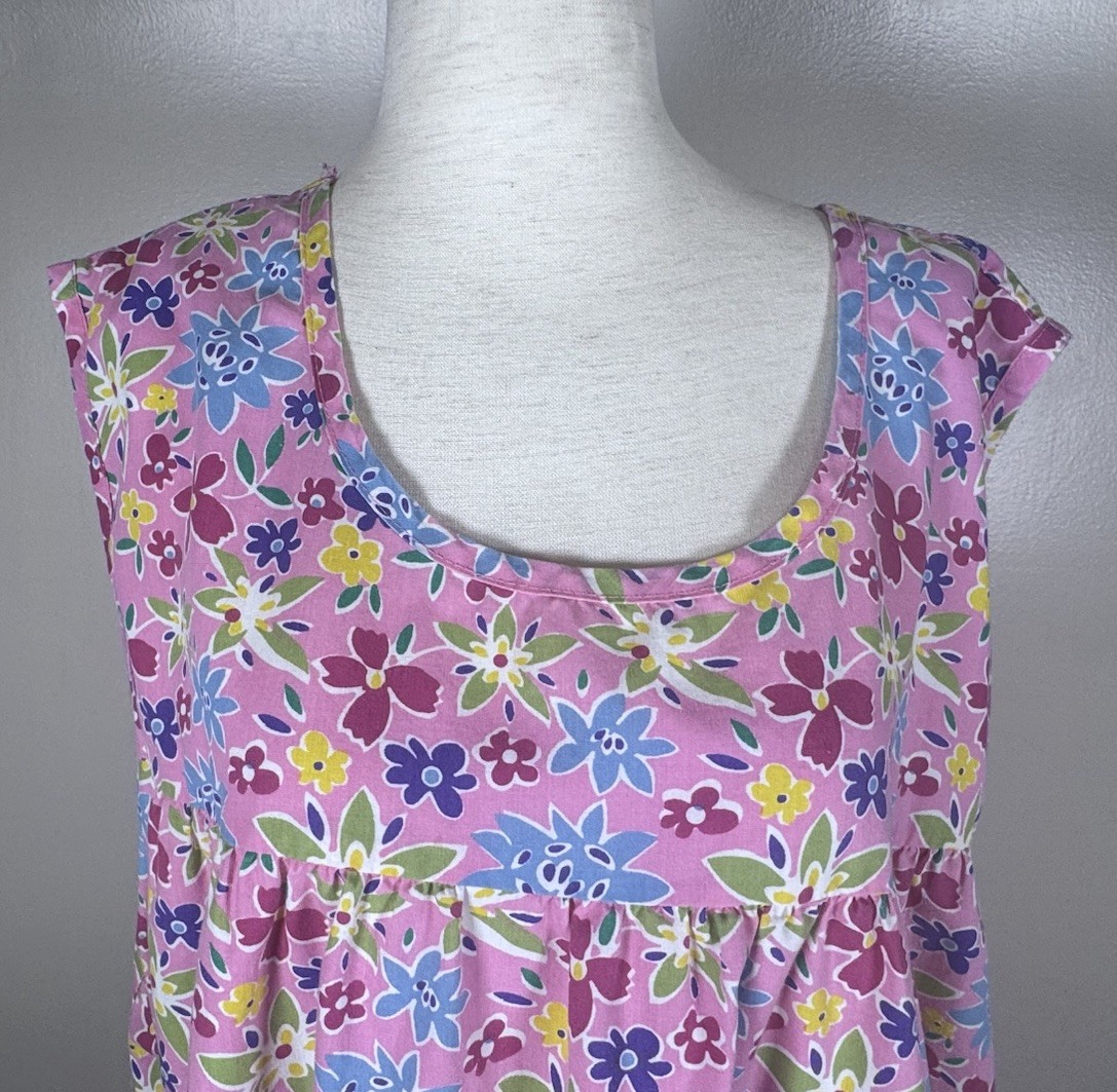 Vintage 90s Country Cottage Pink Floral Plus Size 1X Loungewear House Dress