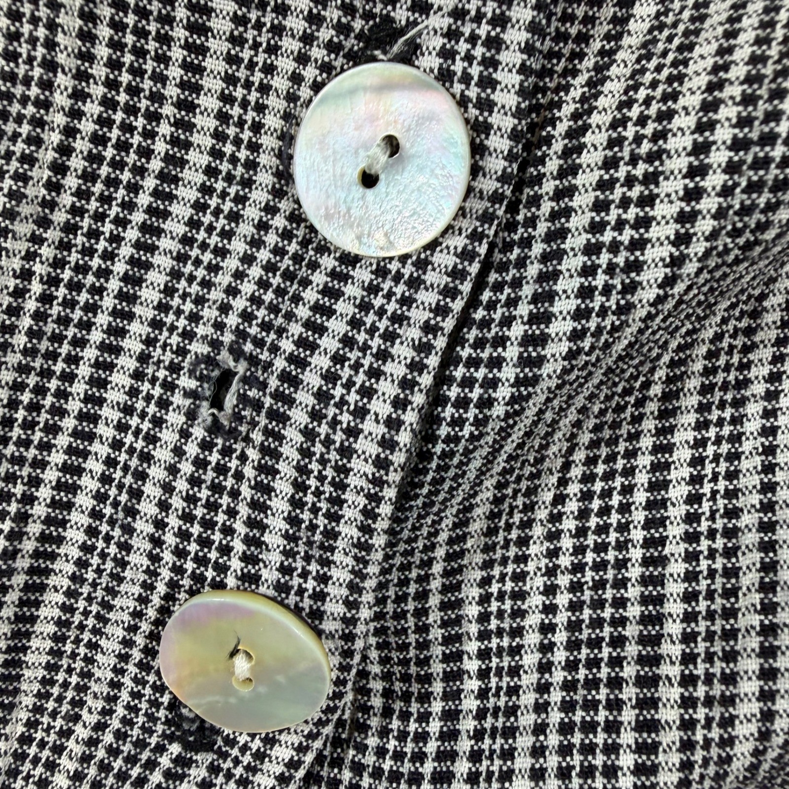 Vintage Butter Mom Alexis Fashions Black White Check Button Front Lace Up Dress