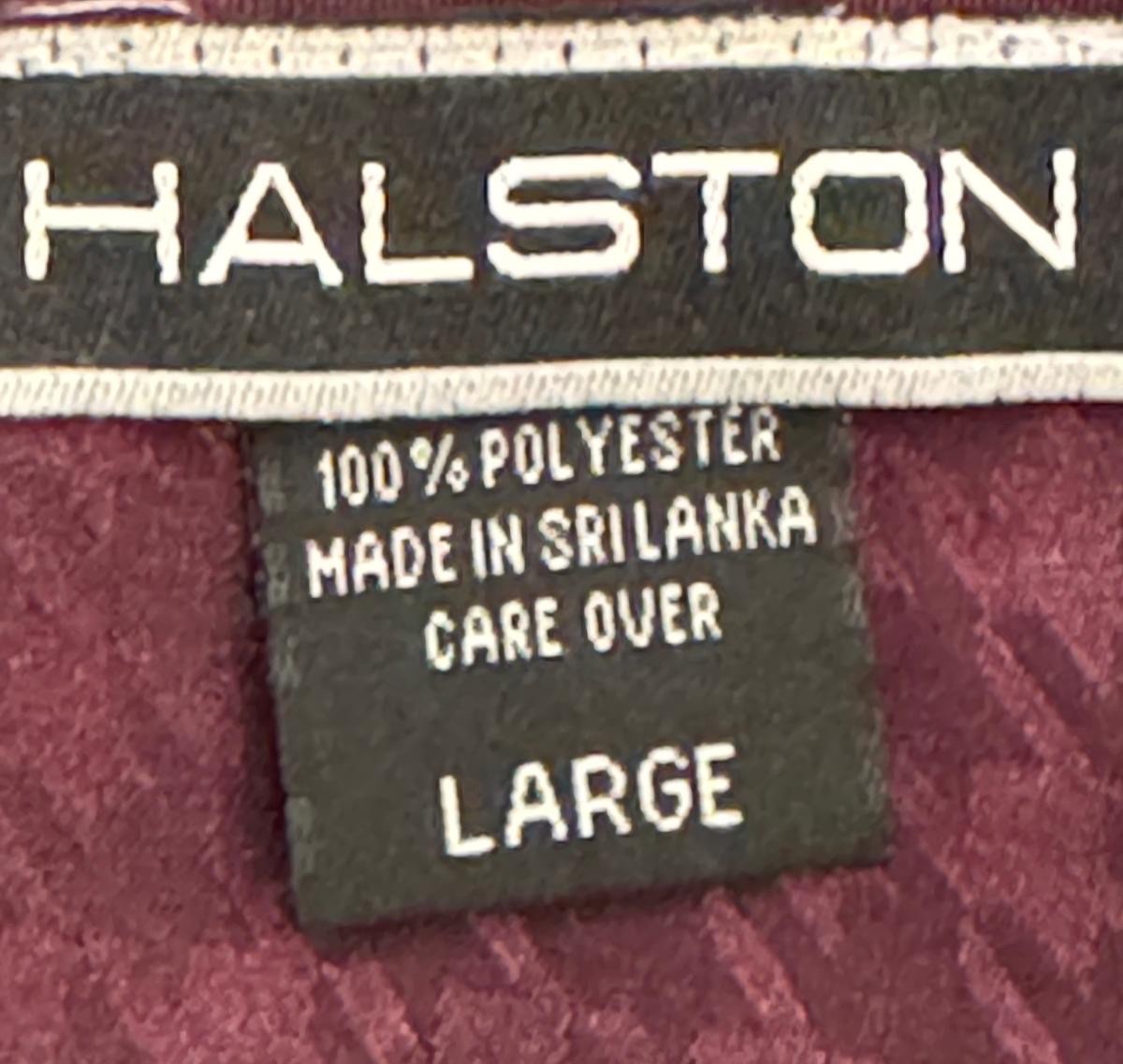 VTG 90s HALSTON Burgundy Textured Satin Double Spaghetti Strap Maxi Slip Dress L