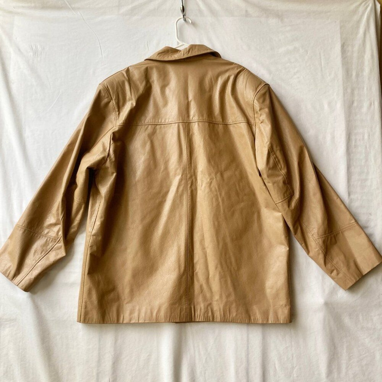 Vintage Womens Camel Beige Genuine Leather Jacket Size XXL 2X 90s Argentina NWT