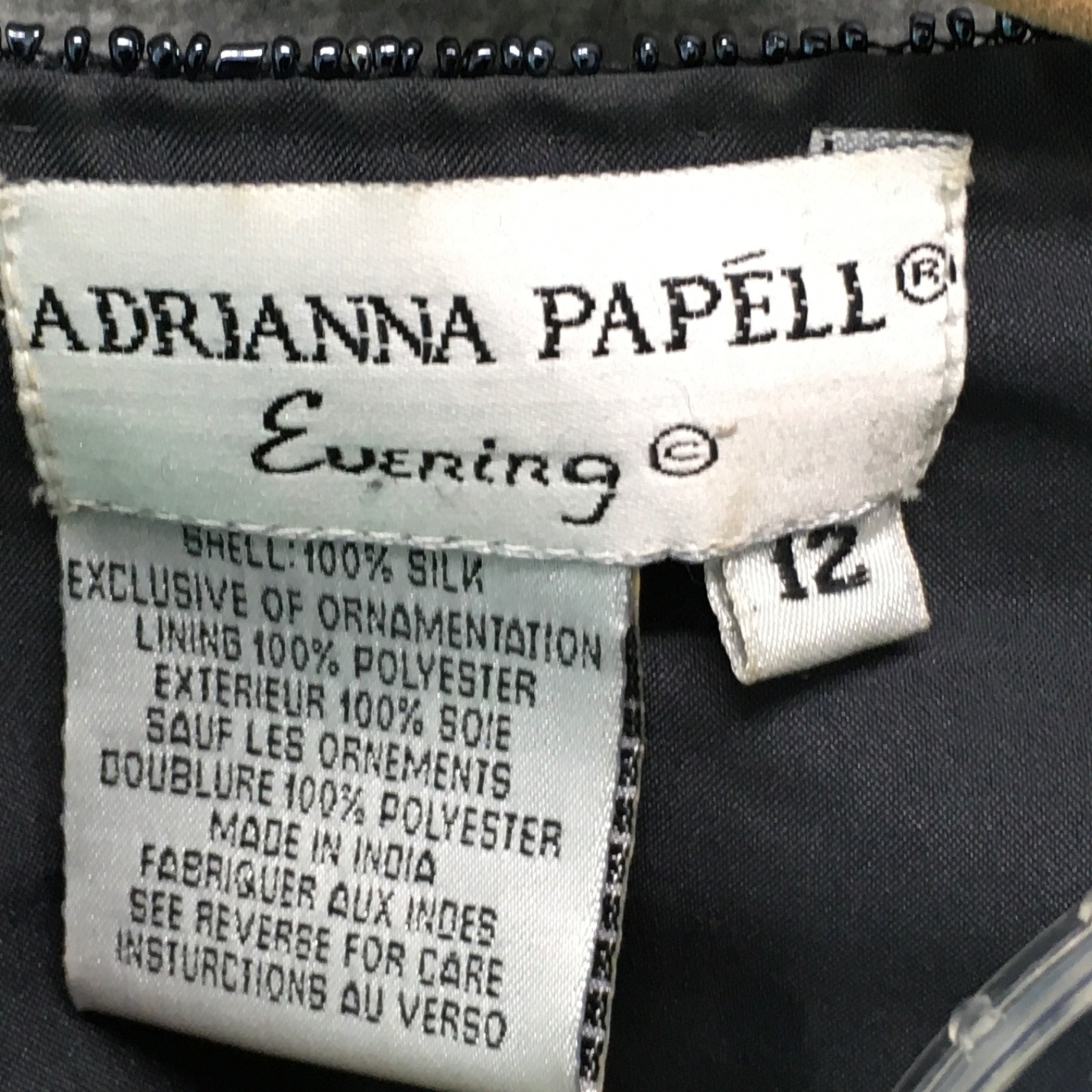 Adrianna Papell Evening Womens 12 Grey Beaded Sequin 100%Silk Long Sleeve Jacket