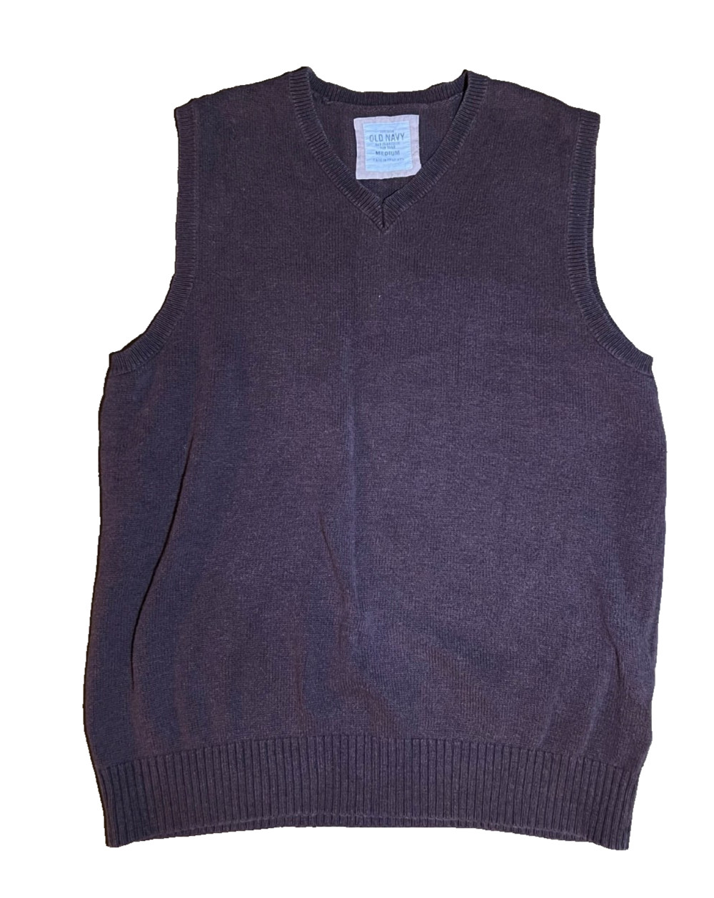 Vintage Old Navy Cotton Cashmere Sweater Vest V Neck Brown Knit M Grandpa Preppy