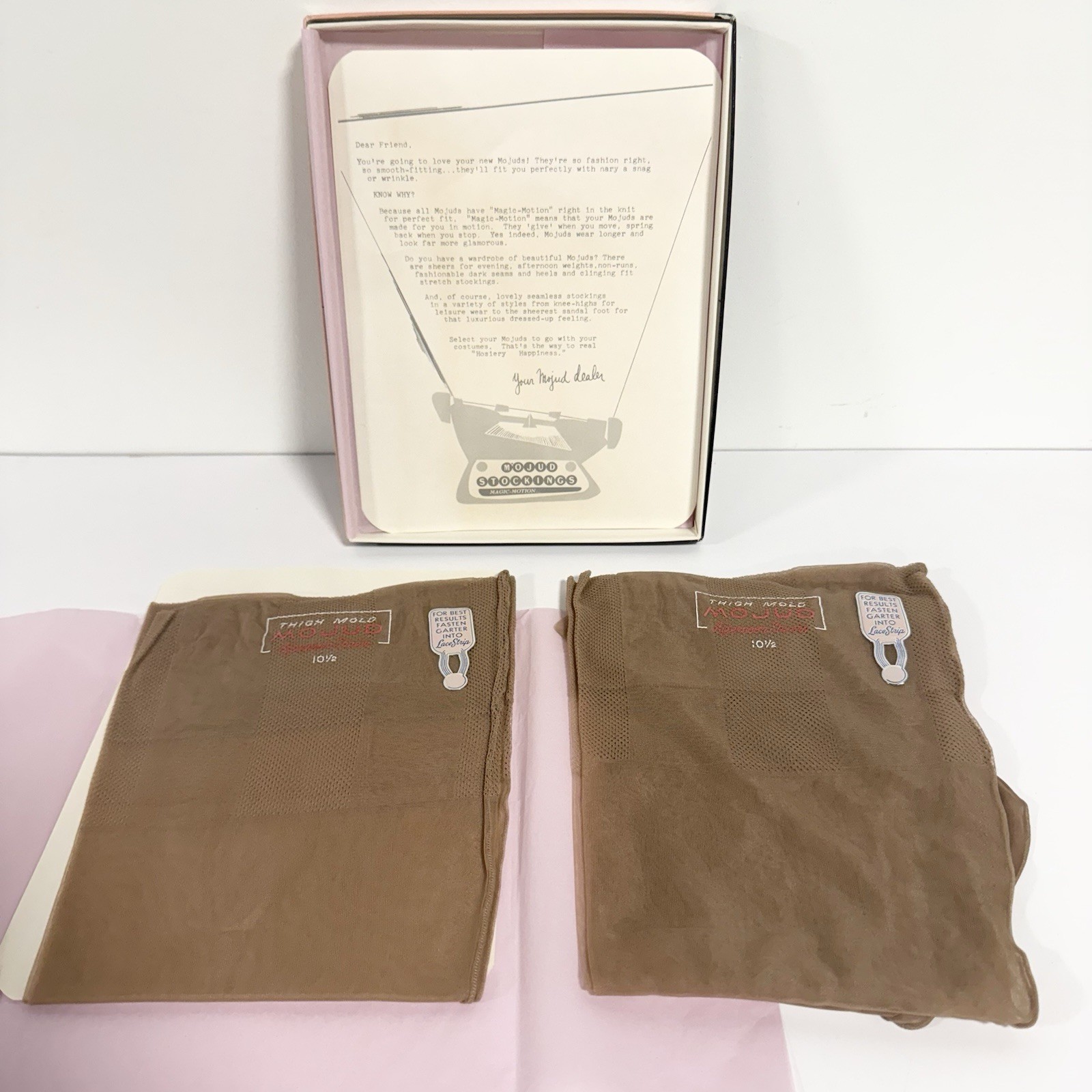 Vintage Mojud Magic-Motion Nylon Stocking Sz 10.5 Lot Of 2 Reinforced Toe