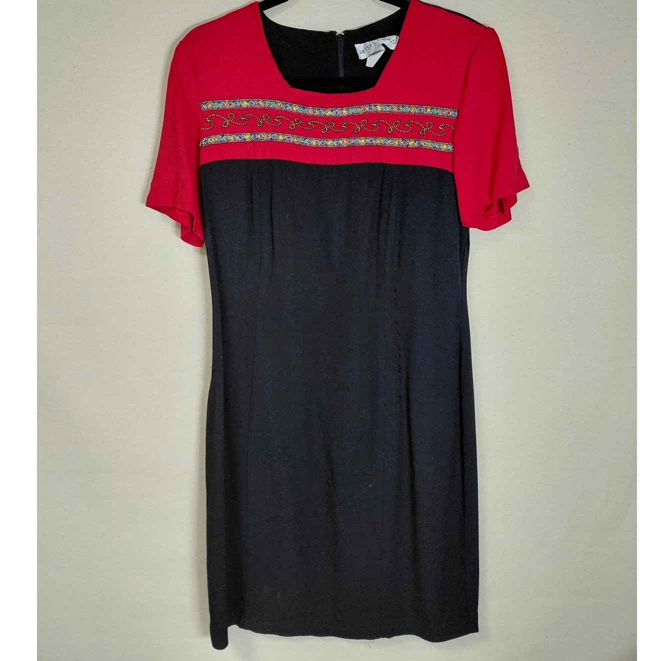 Vintage Betsy’s Things Made in USA Embroidered Shift Dress Women Size 11/12