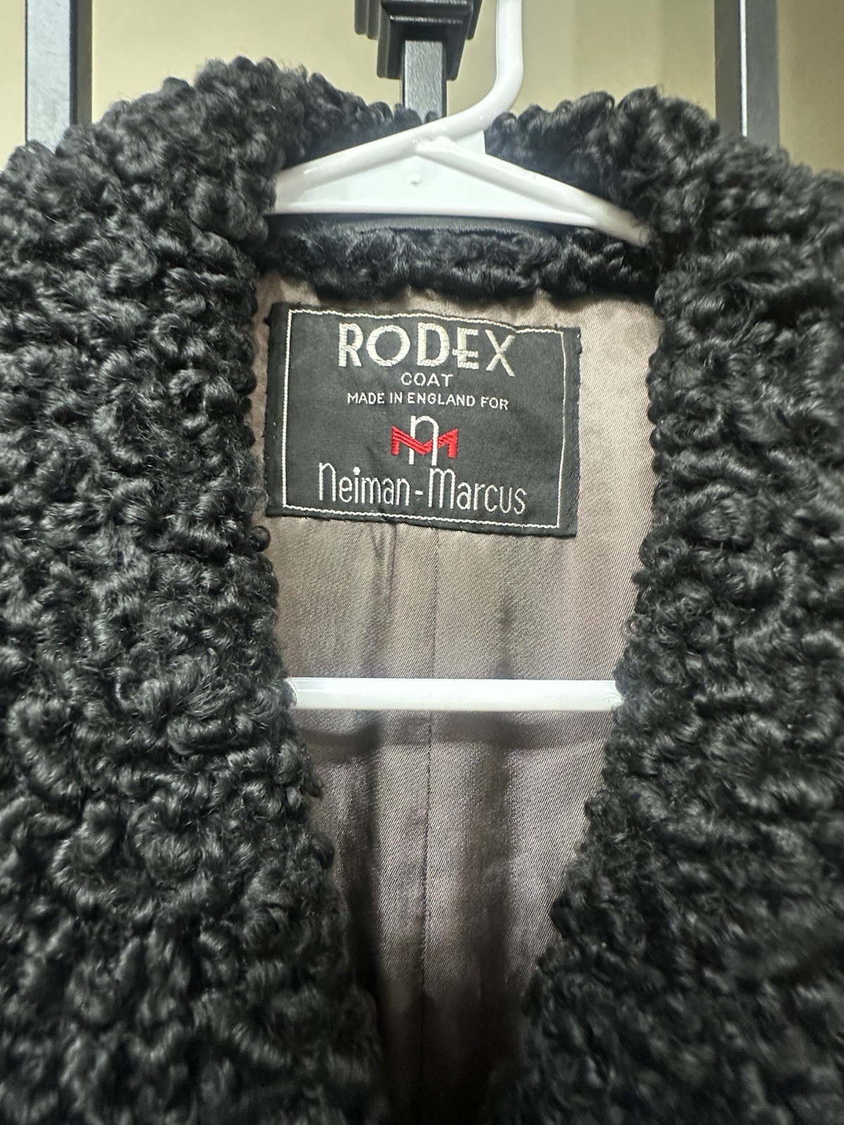 Vintage 1940’s Charcoal Wool Coat Winter with Persian Lamb Fur Collar Woman’s