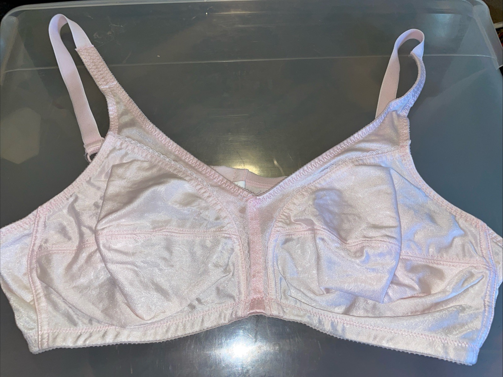 Vintage 40C Baby Pink Nylon Bra