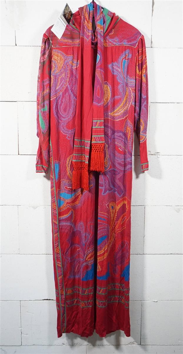 Leonard Fashion Paris Dress Maxi Dress Paladium Sultan 100% Silk Waist 4 42-44