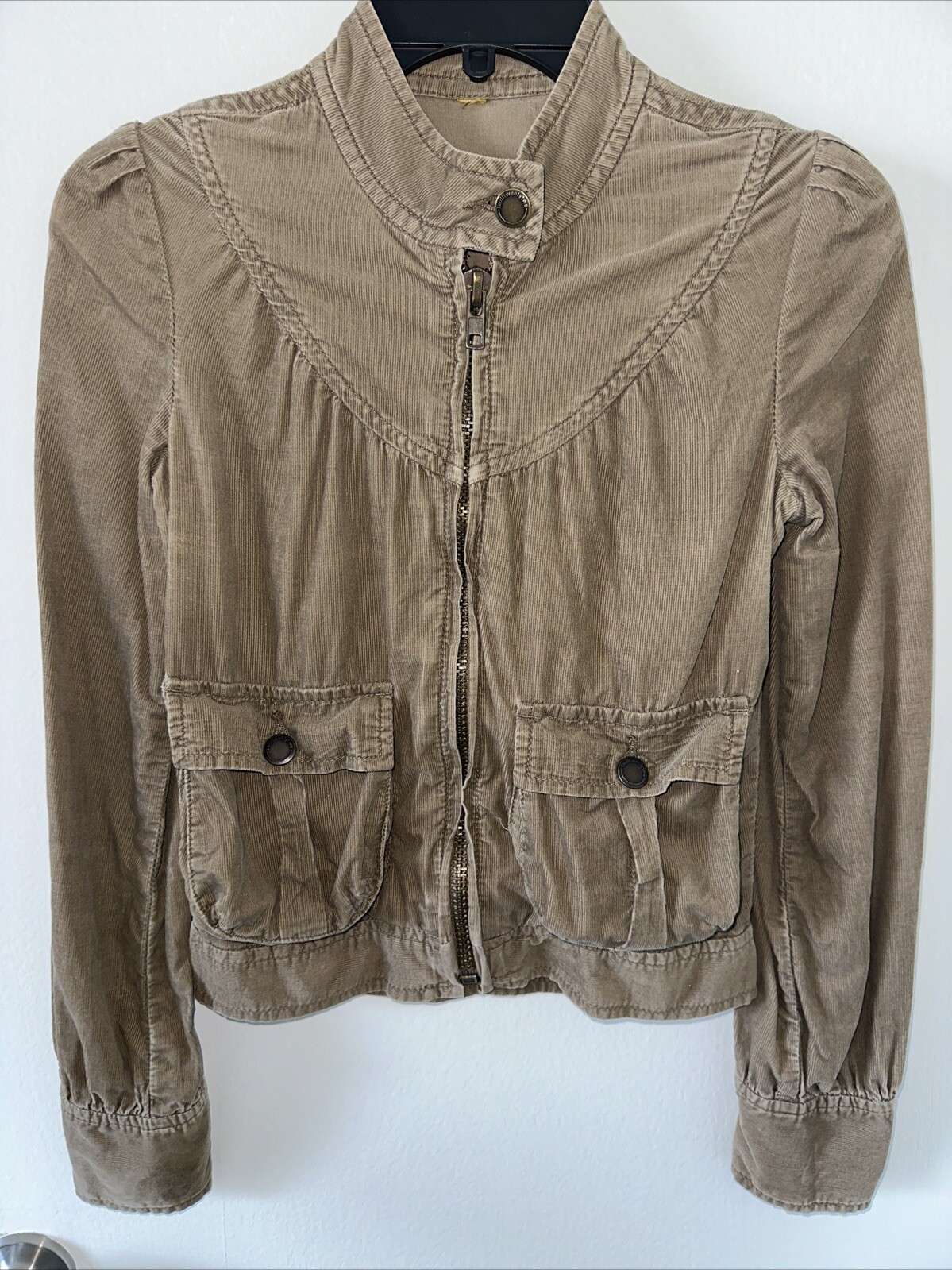 Vintage Y2K Corduroy Brown Jacket 2000s Style Size Small