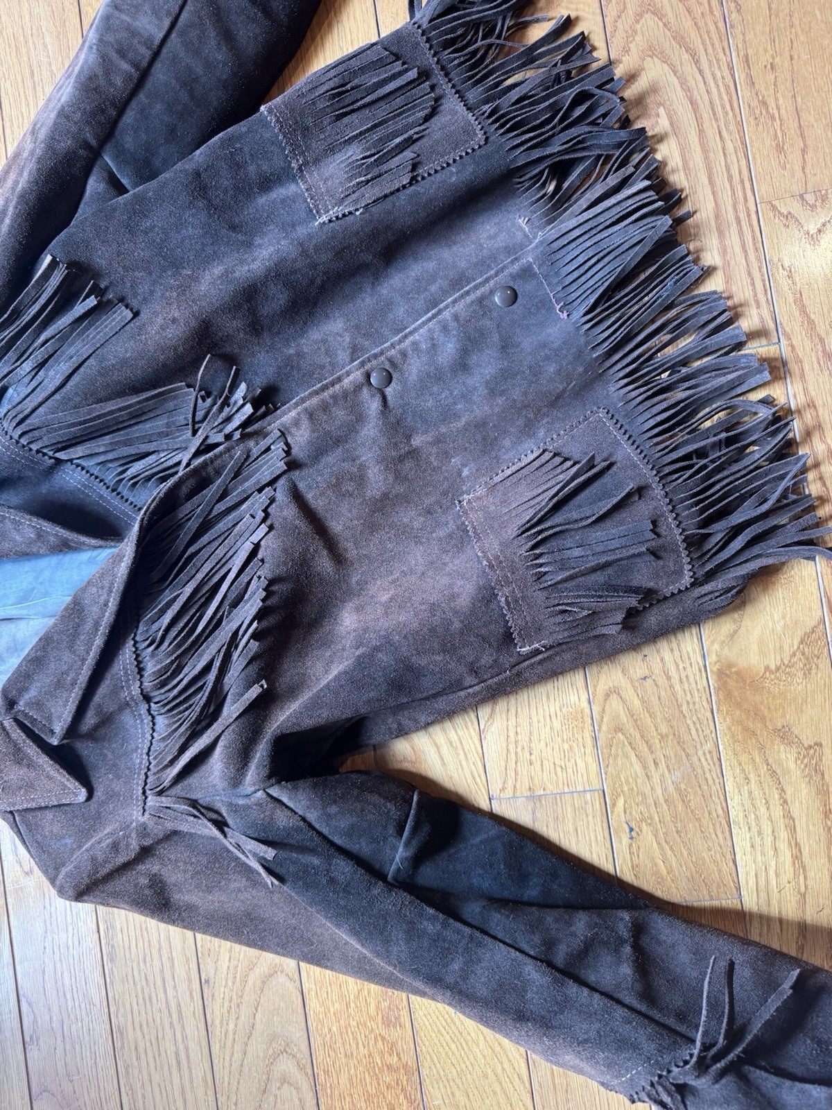 Vintage 1970s Reed Sportswear Brown Suede Fringe Western Jacket Cowboy Leather M