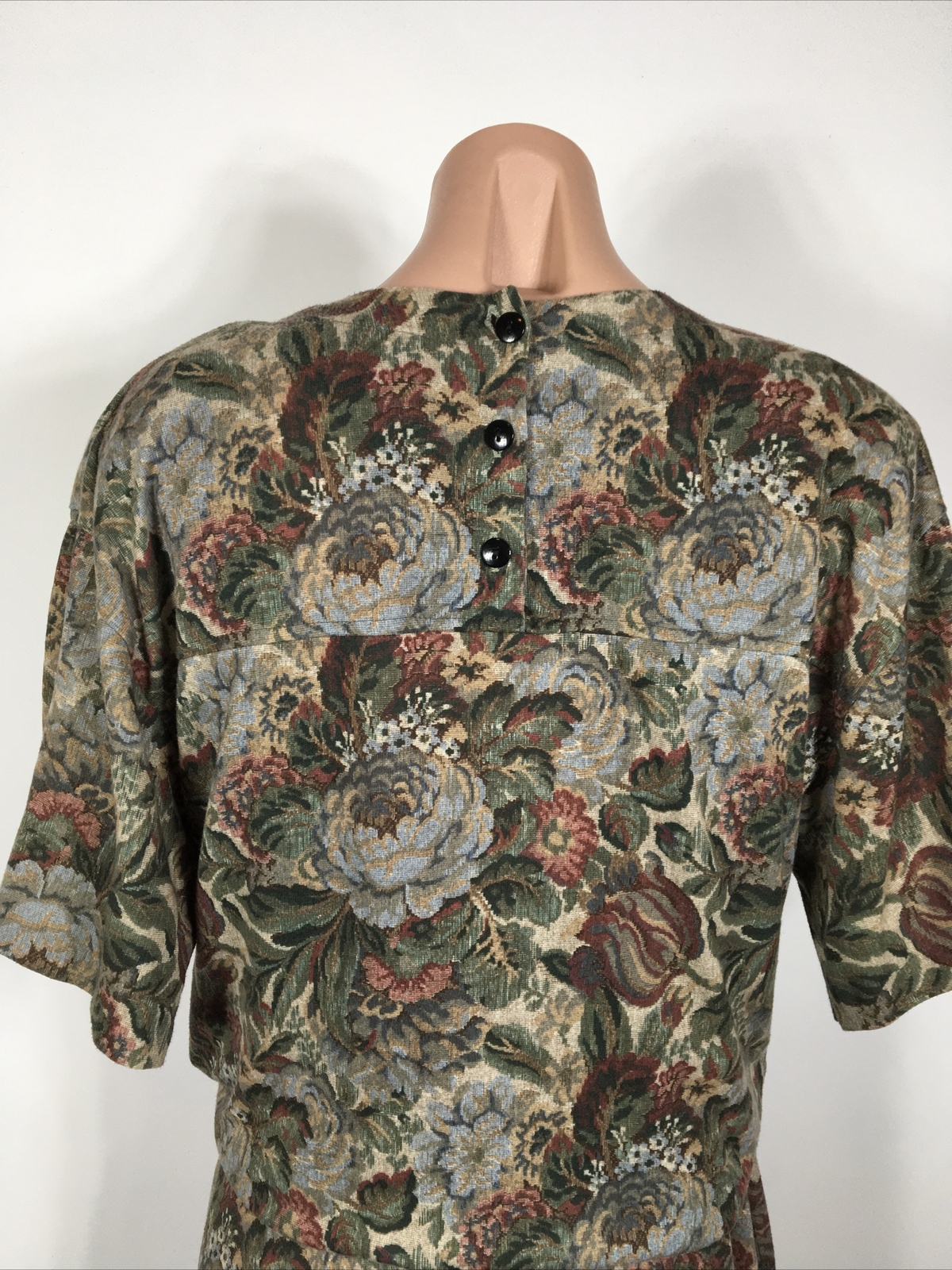 Vintage Gorgeous 80s 1980s FLORAL cottagecore Tapestry dress 14