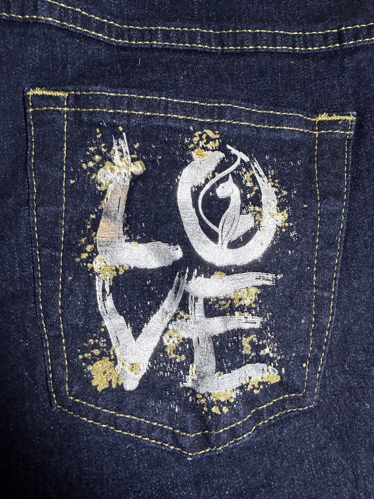 Vintage Y2K Baby Phat “Love” Denim Jeans Wide Leg Size 18