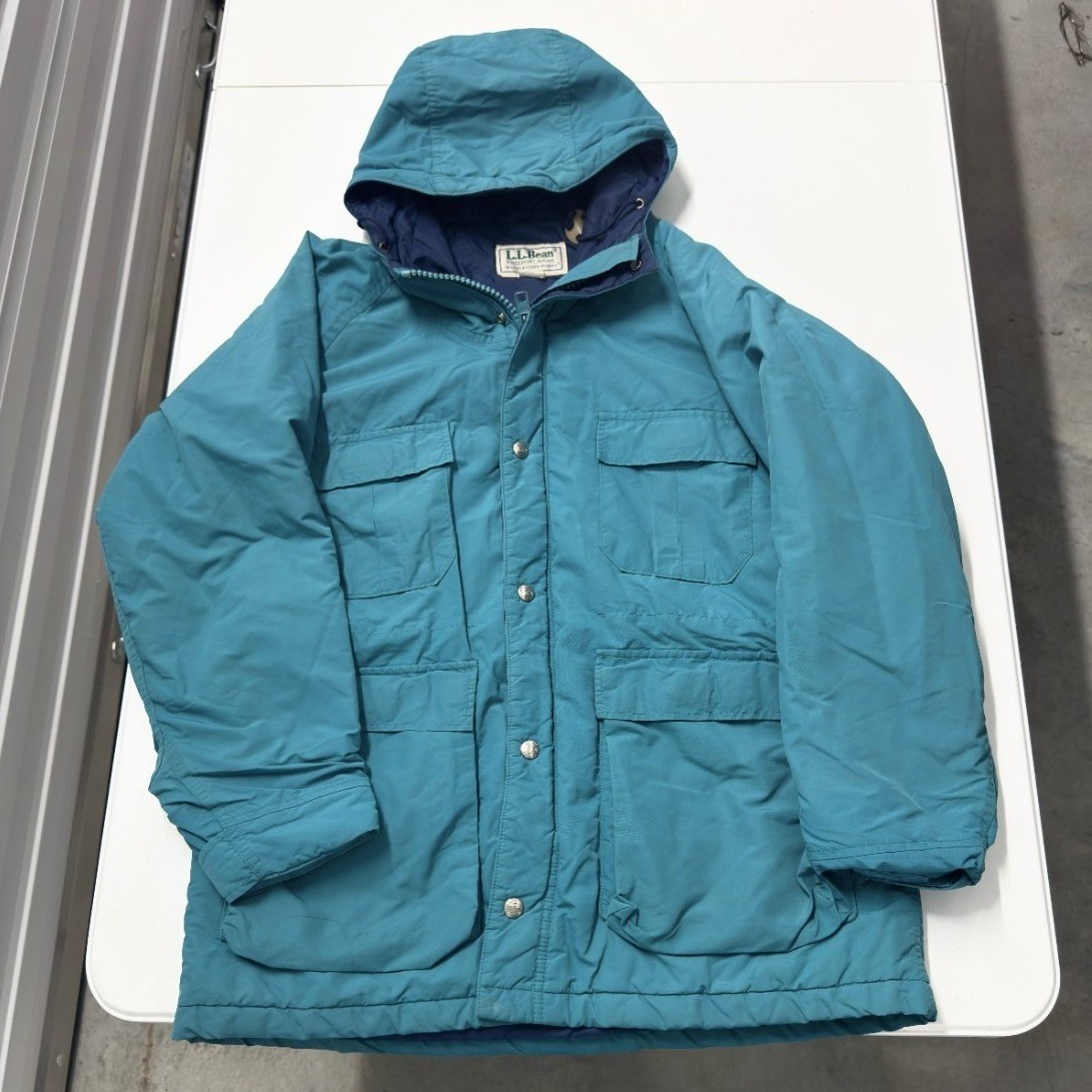 LL Bean Baxter State Parka Womens Large Teal Blue Vintage Hooded Winter Jacket