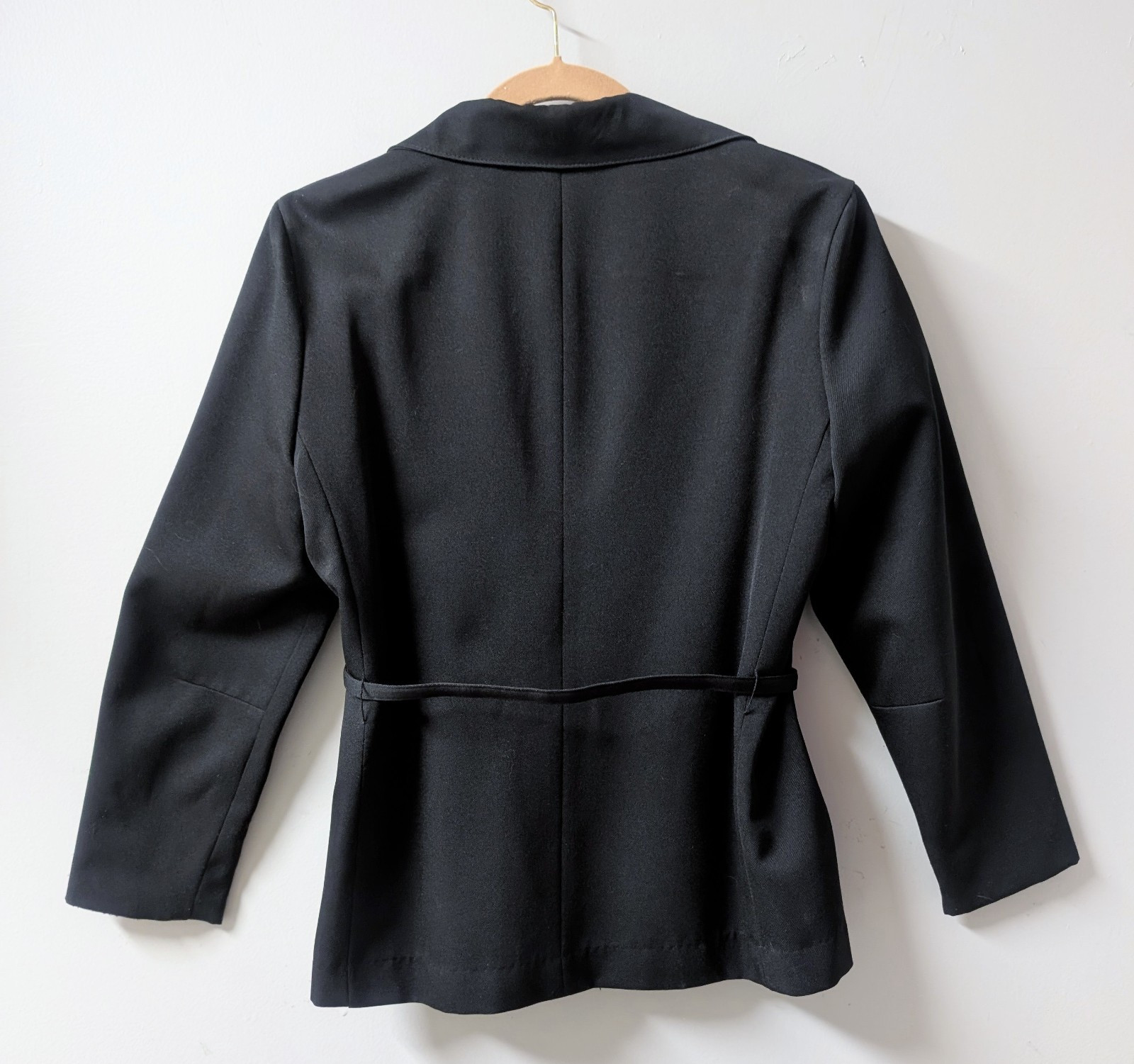 Happy Legs Vintage 70’s Black A-Line Skirt Suit Set Belted 2 Button S 6