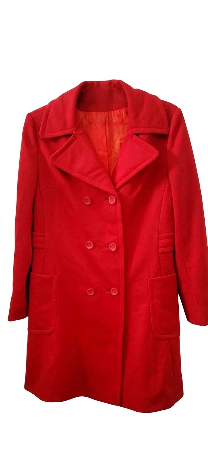 FAB 1960s Mod Vintage Red/Orange Belson Double Breasted Lined Mid-Length Coat